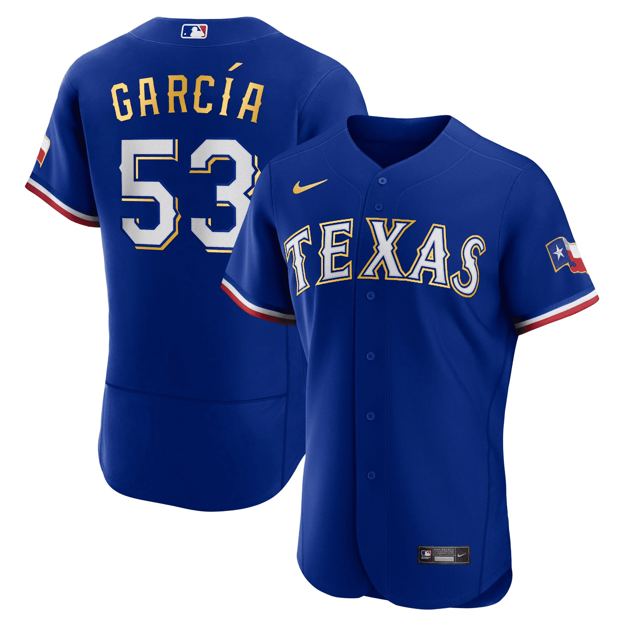 Adolis Garcia Men's Texas Rangers Gold Trim Flex Royal Jersey