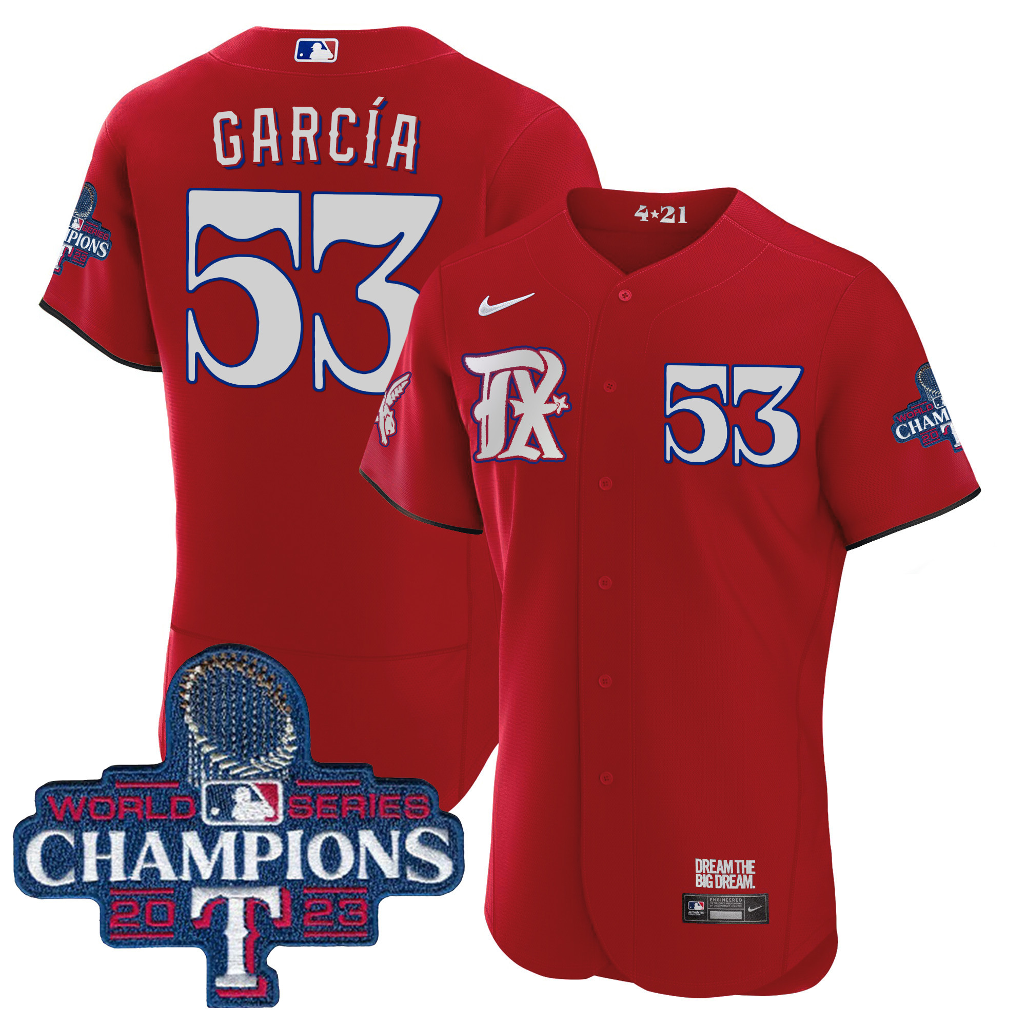 Adolis Garcia Men's Texas Rangers World Series Champions City Connect Flex Base Red Jersey