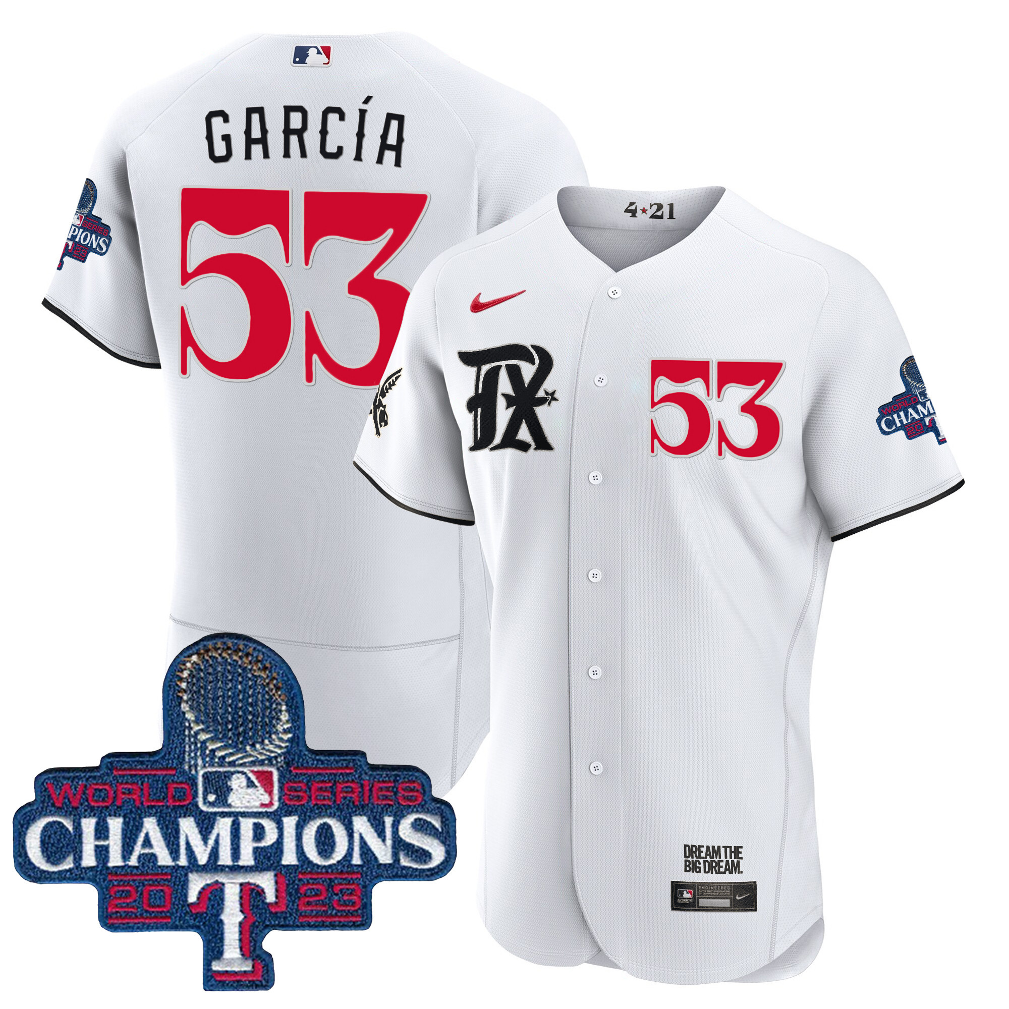 Adolis Garcia Men's Texas Rangers World Series Champions City Connect Flex Base White Jersey