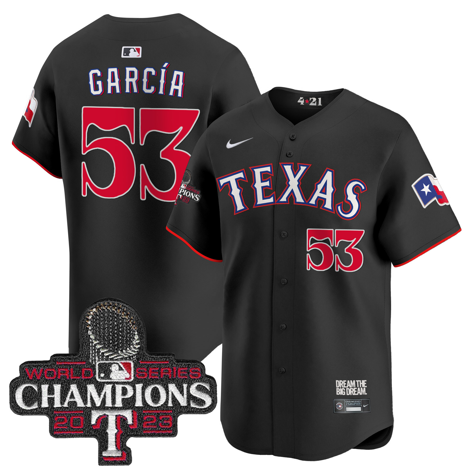 Adolis Garcia Men's Texas Rangers World Series Champions City Connect Vapor Premier Limited Black Jersey