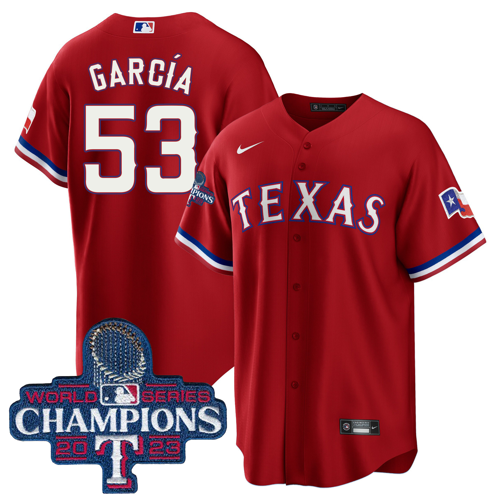 Adolis Garcia Men's Texas Rangers World Series Champions Cool Base Red Jersey
