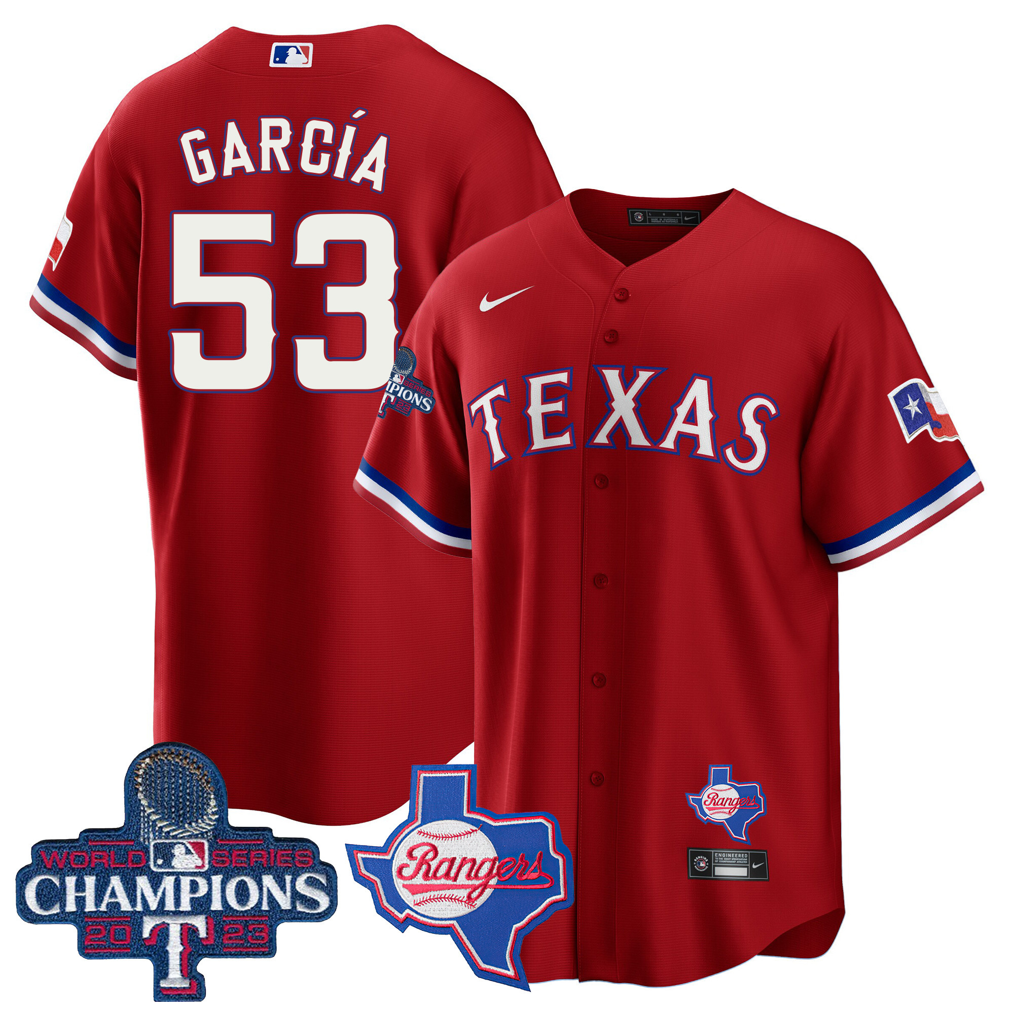 Adolis Garcia Men's Texas Rangers World Series Champions Cool Base V2 Red Jersey
