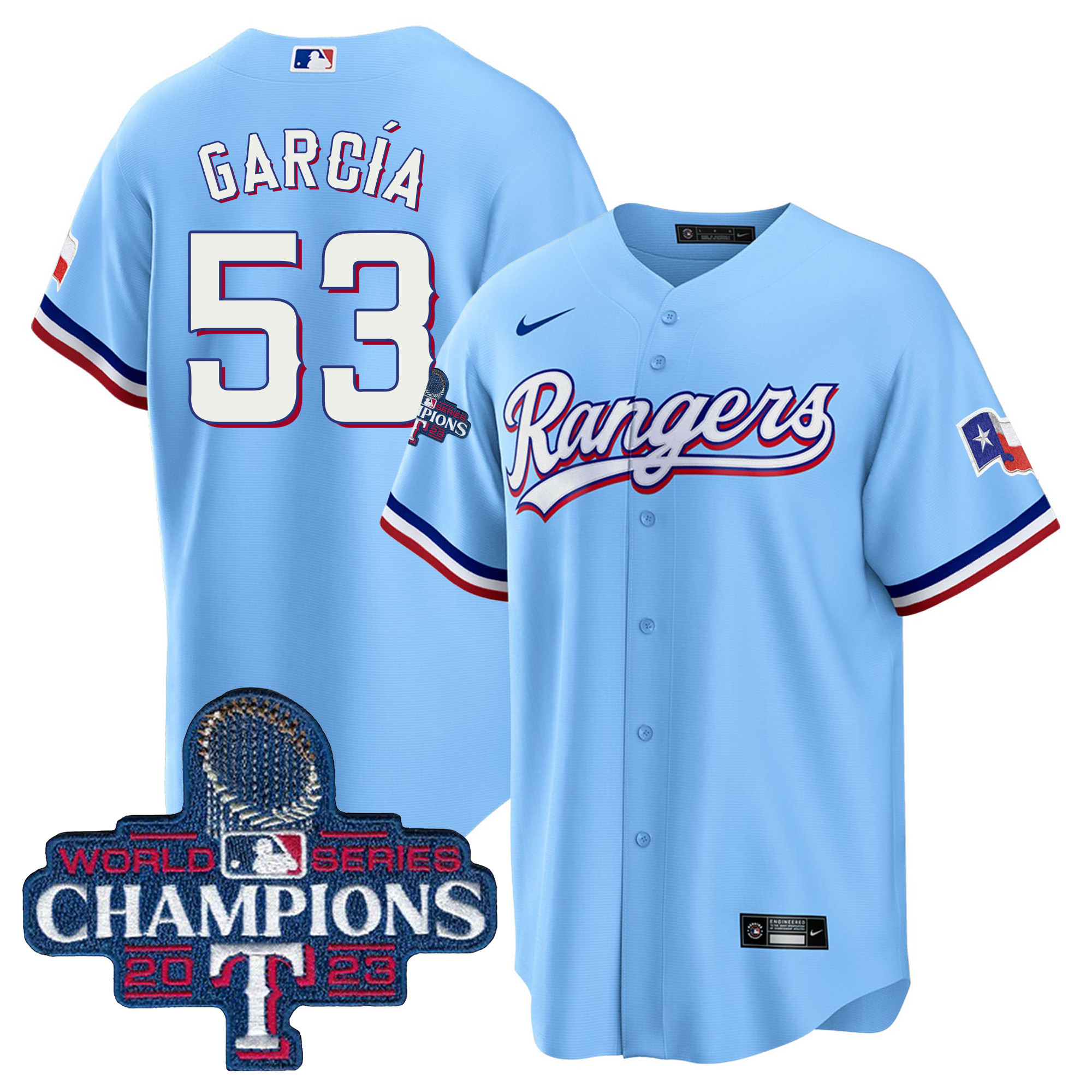 Adolis Garcia Men's Texas Rangers World Series Champions Cool Base V3 Blue Jersey