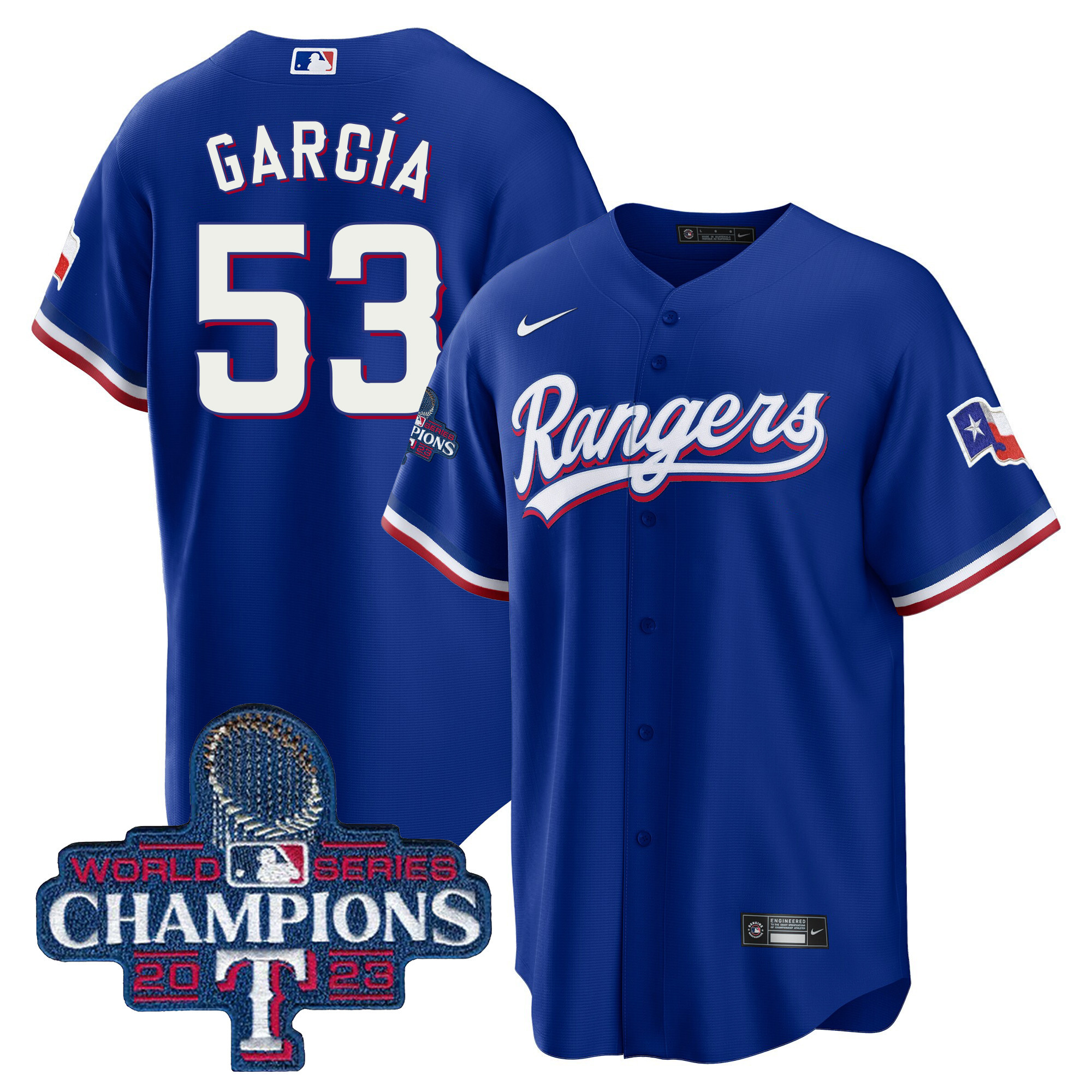 Adolis Garcia Men's Texas Rangers World Series Champions Cool Base V3 Royal Jersey