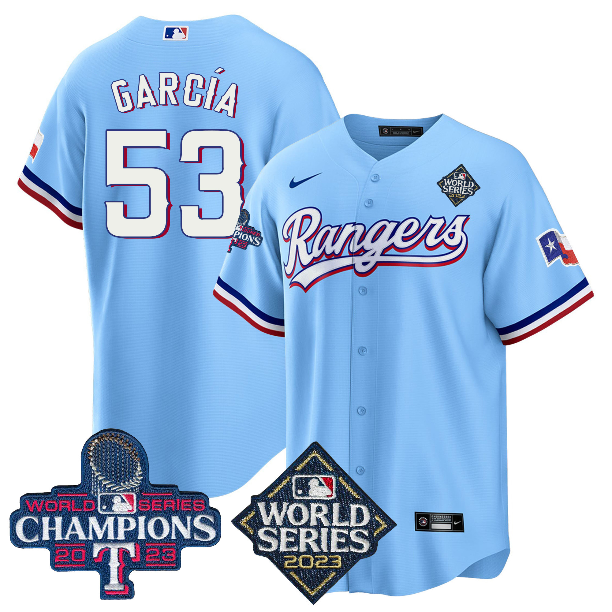 Adolis Garcia Men's Texas Rangers World Series Champions Cool Base V4 Blue Jersey