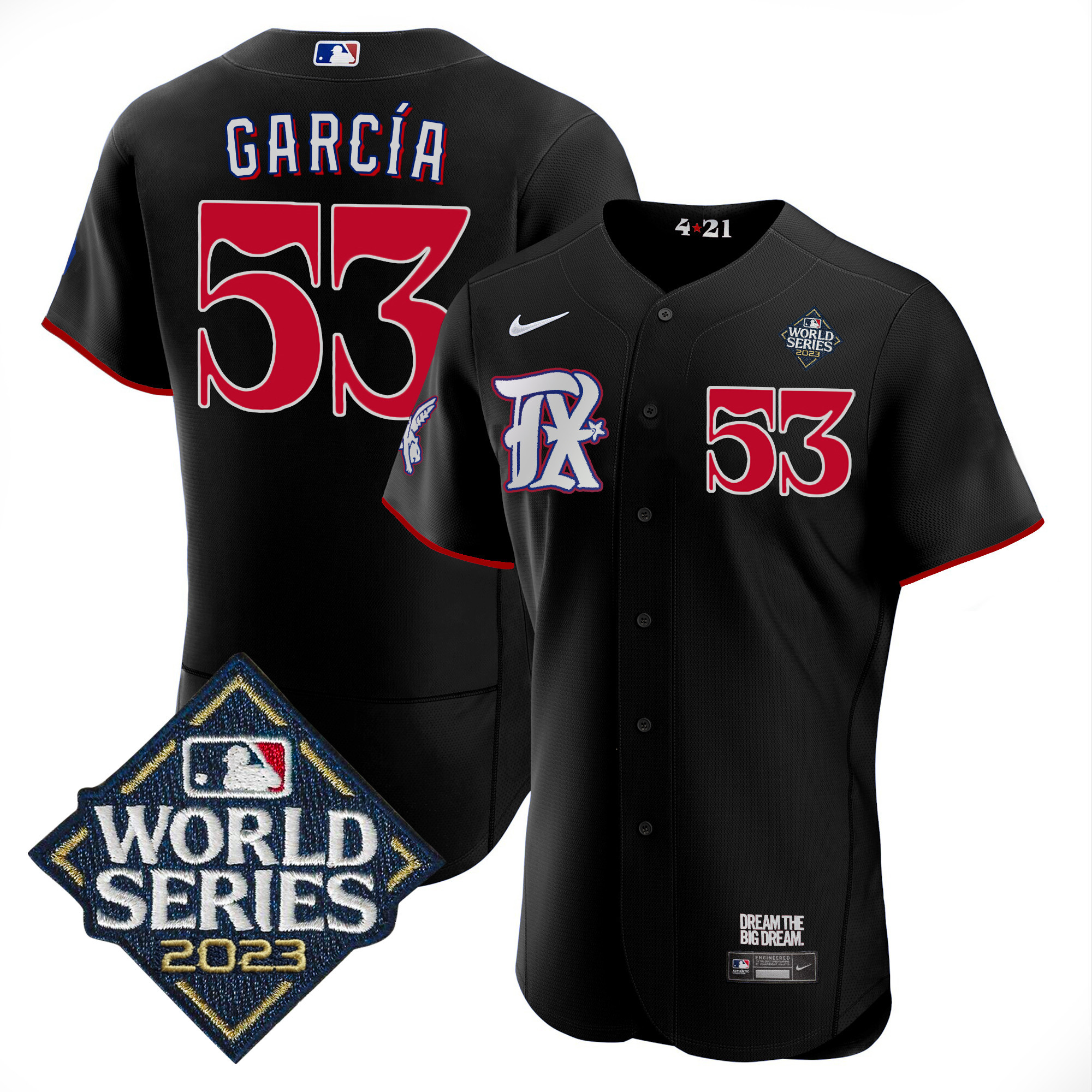 Adolis Garcia Men's Texas Rangers World Series City Connect Flex Base Black Jersey