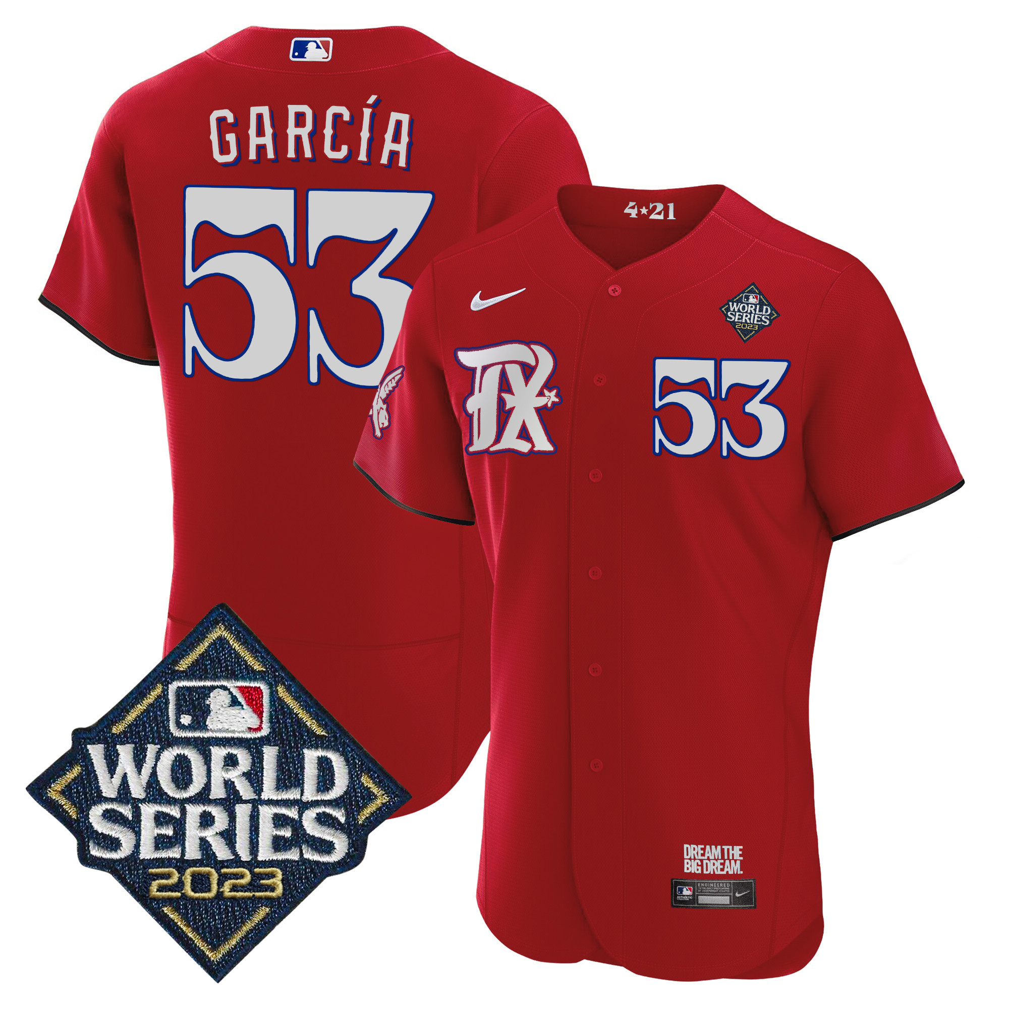 Adolis Garcia Men's Texas Rangers World Series City Connect Flex Base Red Jersey