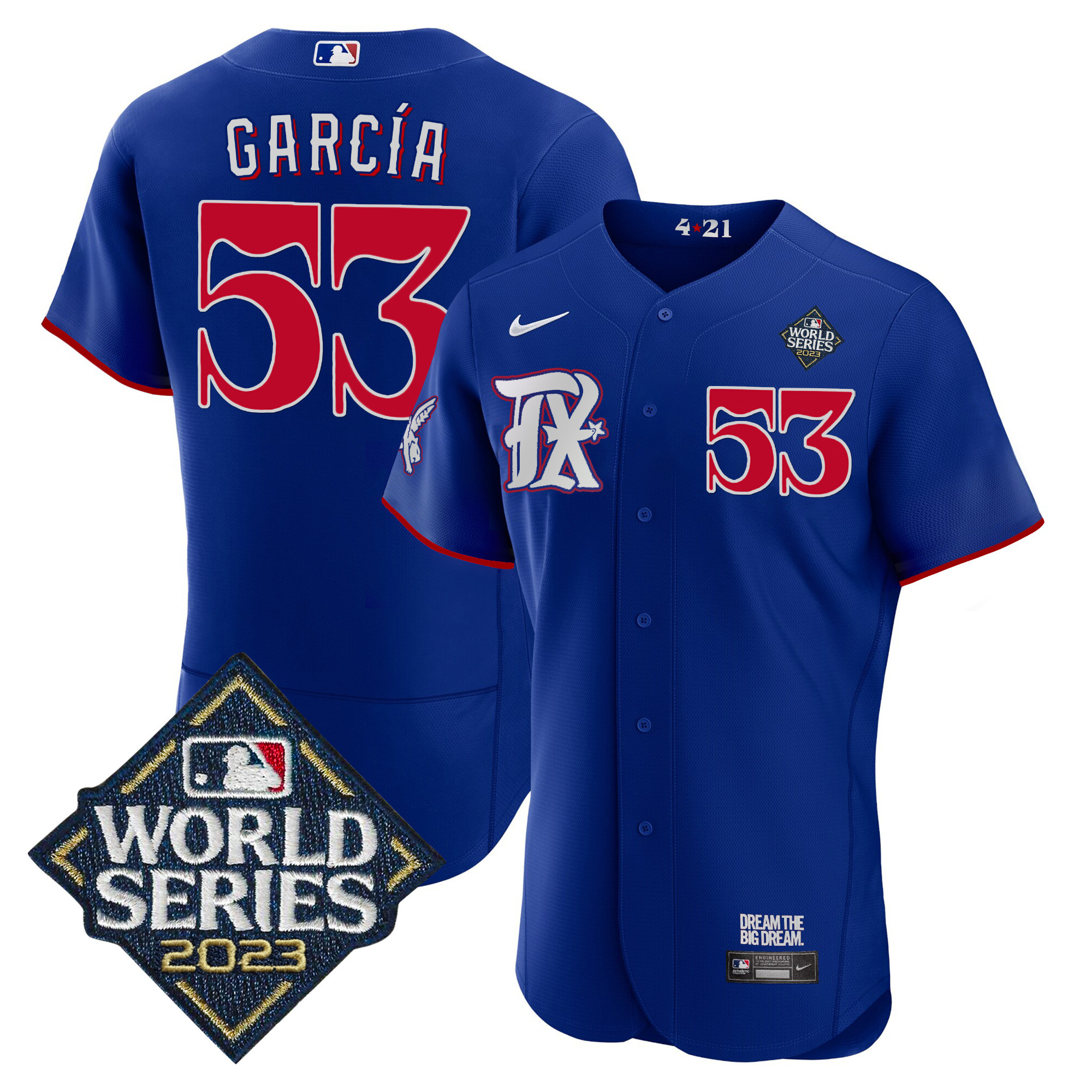 Adolis Garcia Men's Texas Rangers World Series City Connect Flex Base Royal Jersey