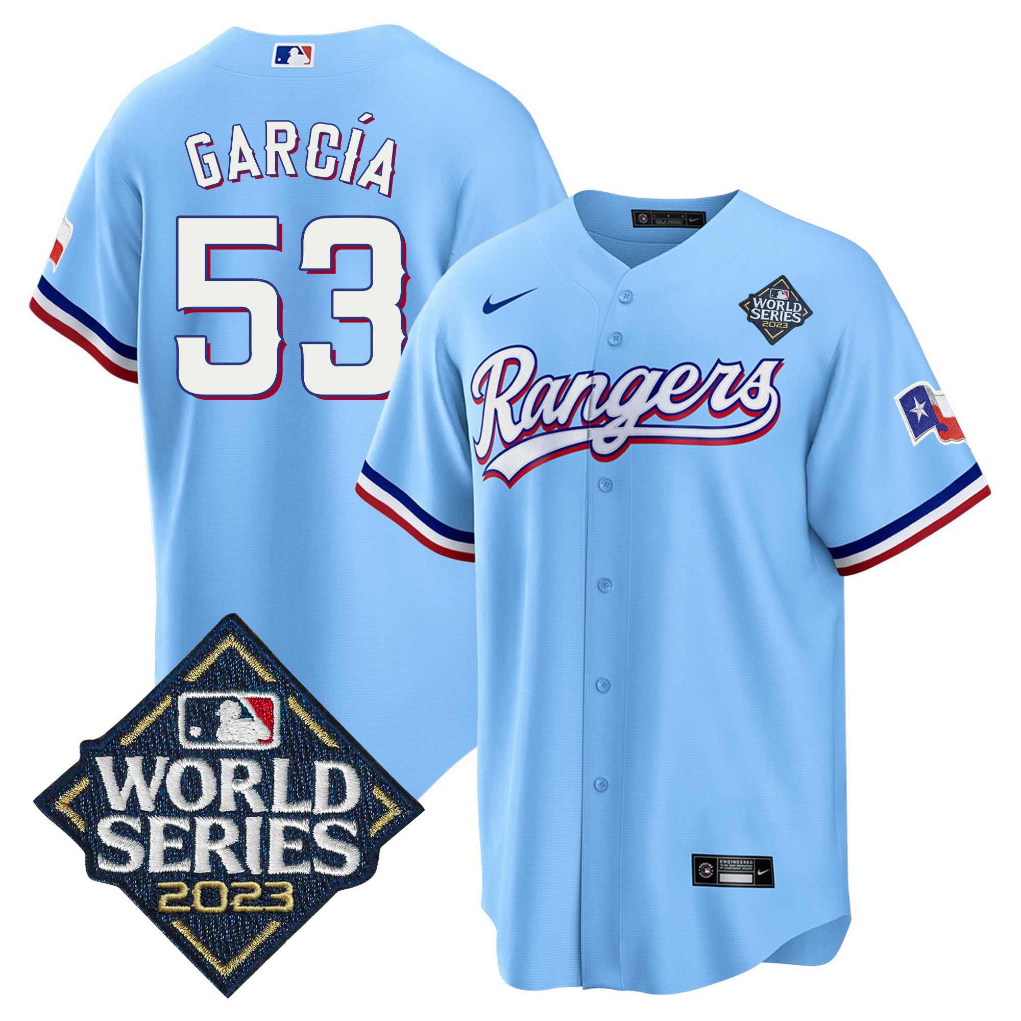 Adolis Garcia Men's Texas Rangers World Series Cool Base Blue Jersey