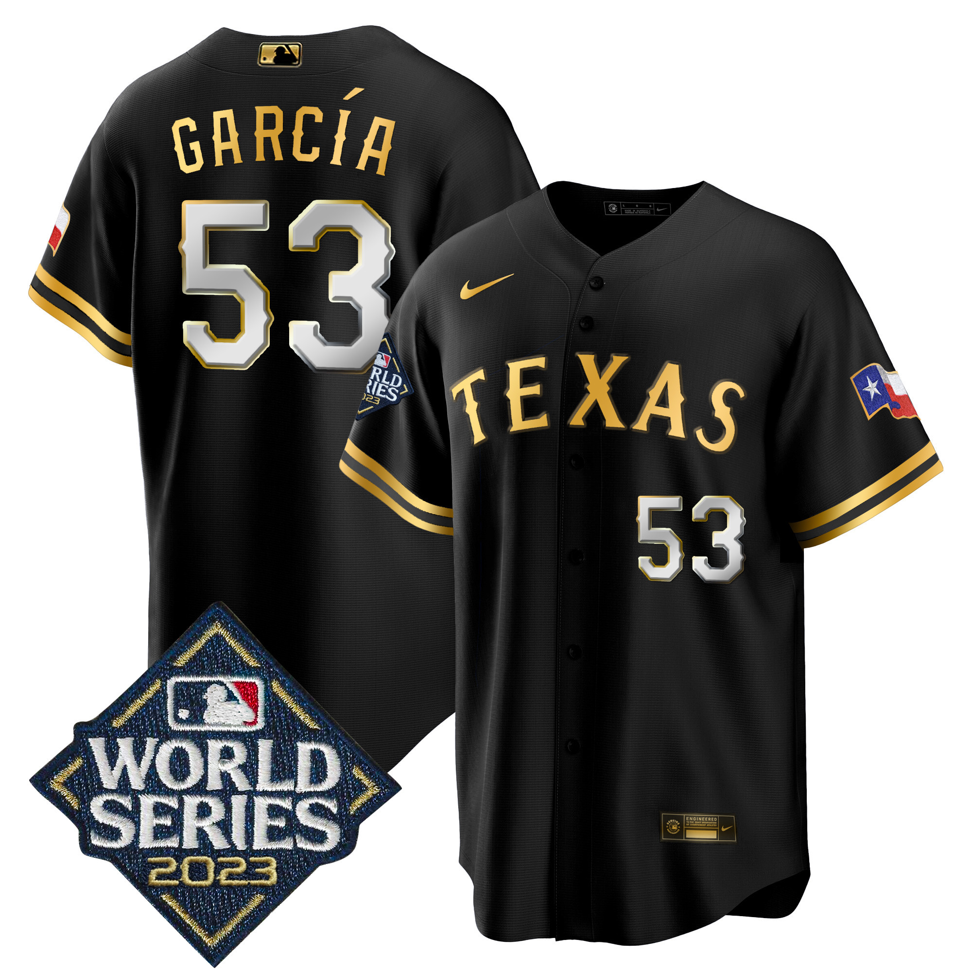 Adolis Garcia Men's Texas Rangers World Series Cool Base Cool Black Jersey