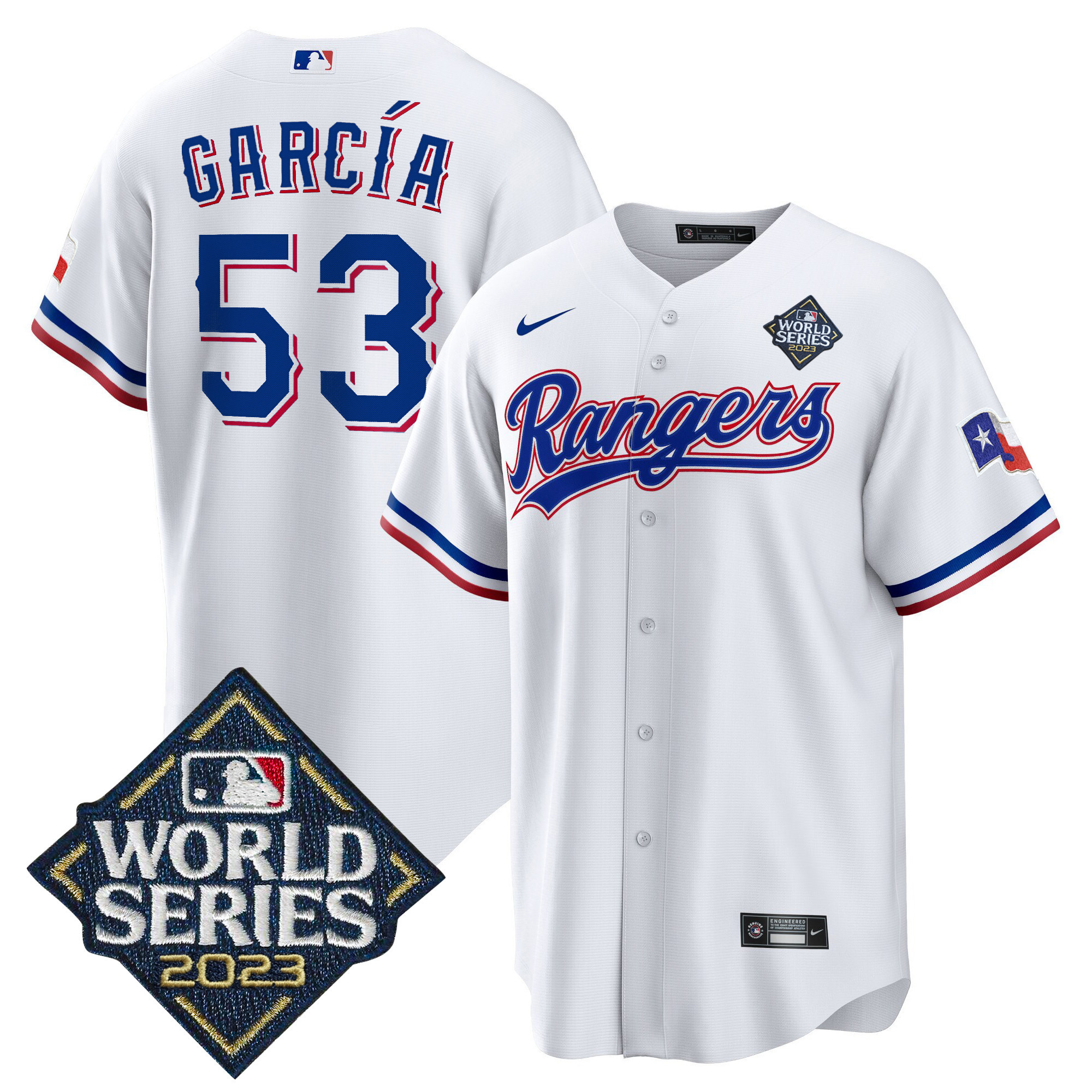 Adolis Garcia Men's Texas Rangers World Series Cool Base V2 White Jersey