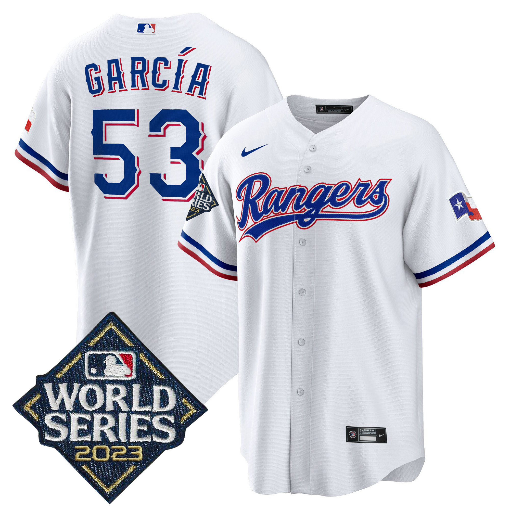 Adolis Garcia Men's Texas Rangers World Series Cool Base White Jersey