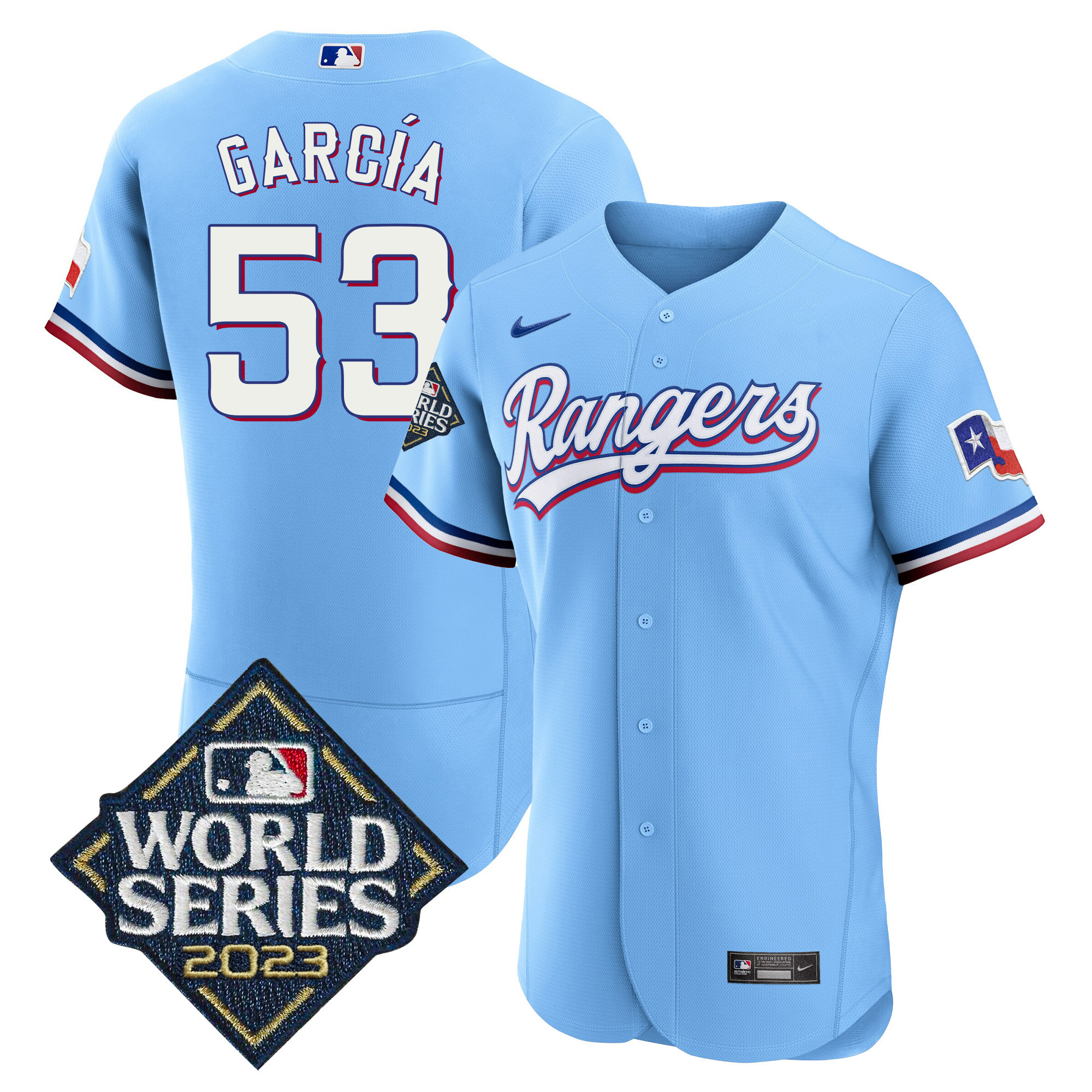 Adolis Garcia Men's Texas Rangers World Series Flex Base Blue Jersey