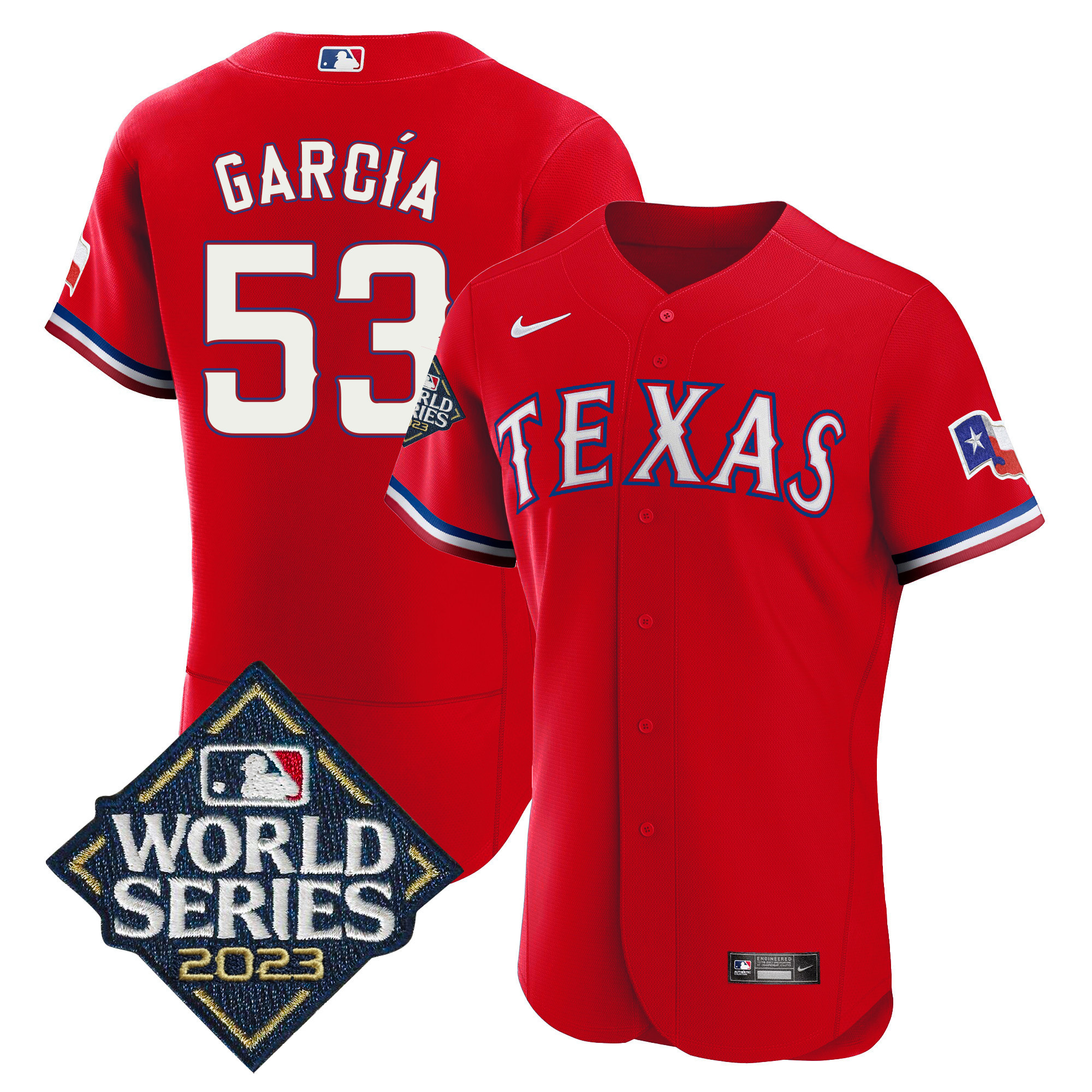 Adolis Garcia Men's Texas Rangers World Series Flex Base Red Jersey