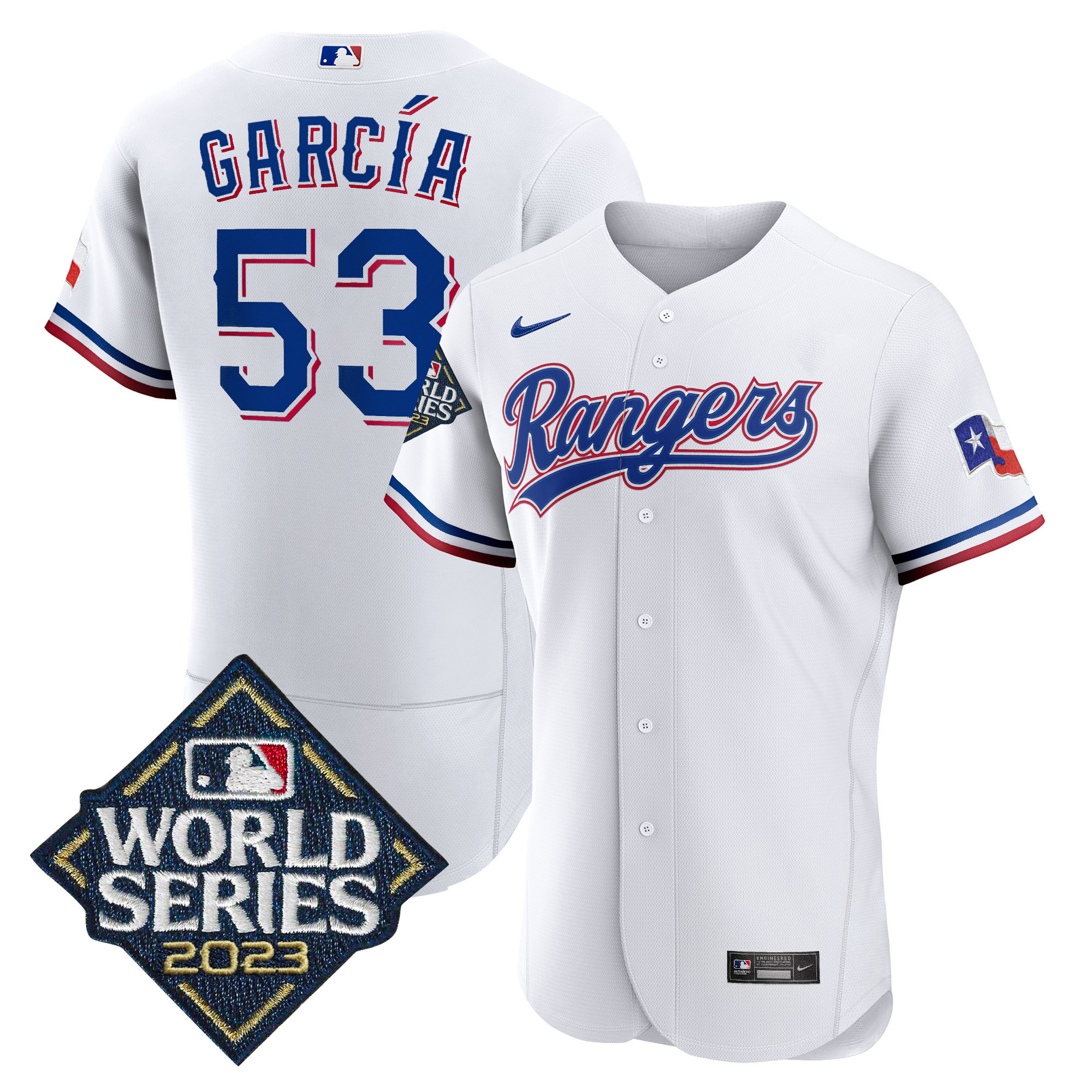 Adolis Garcia Men's Texas Rangers World Series Flex Base White Jersey