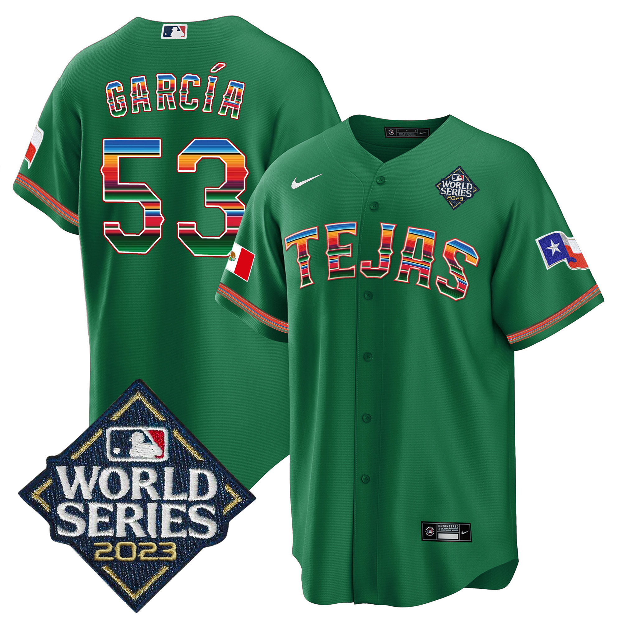 Adolis Garcia Men's Texas Rangers World Series Mexico Green Jersey