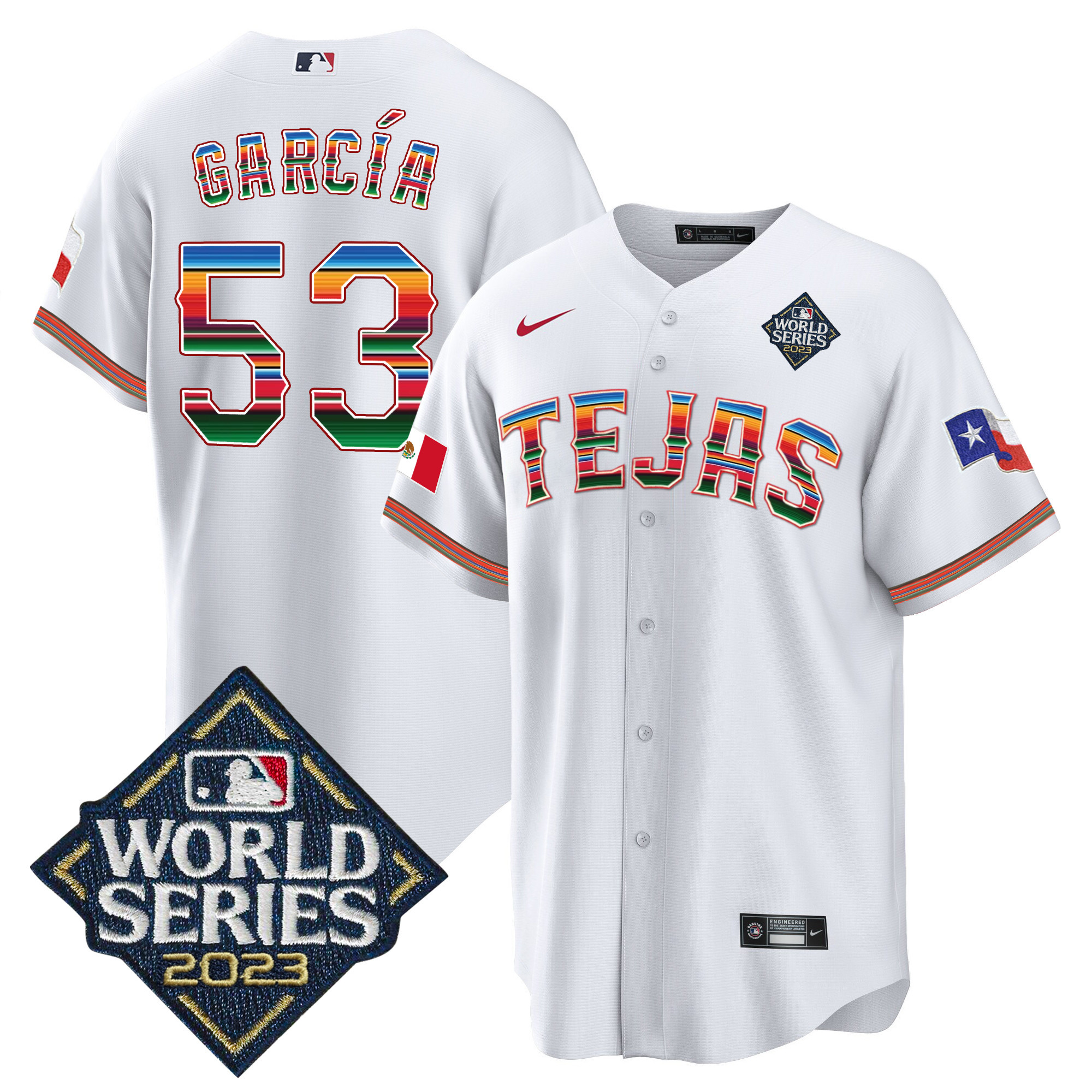 Adolis Garcia Men's Texas Rangers World Series Mexico White Jersey