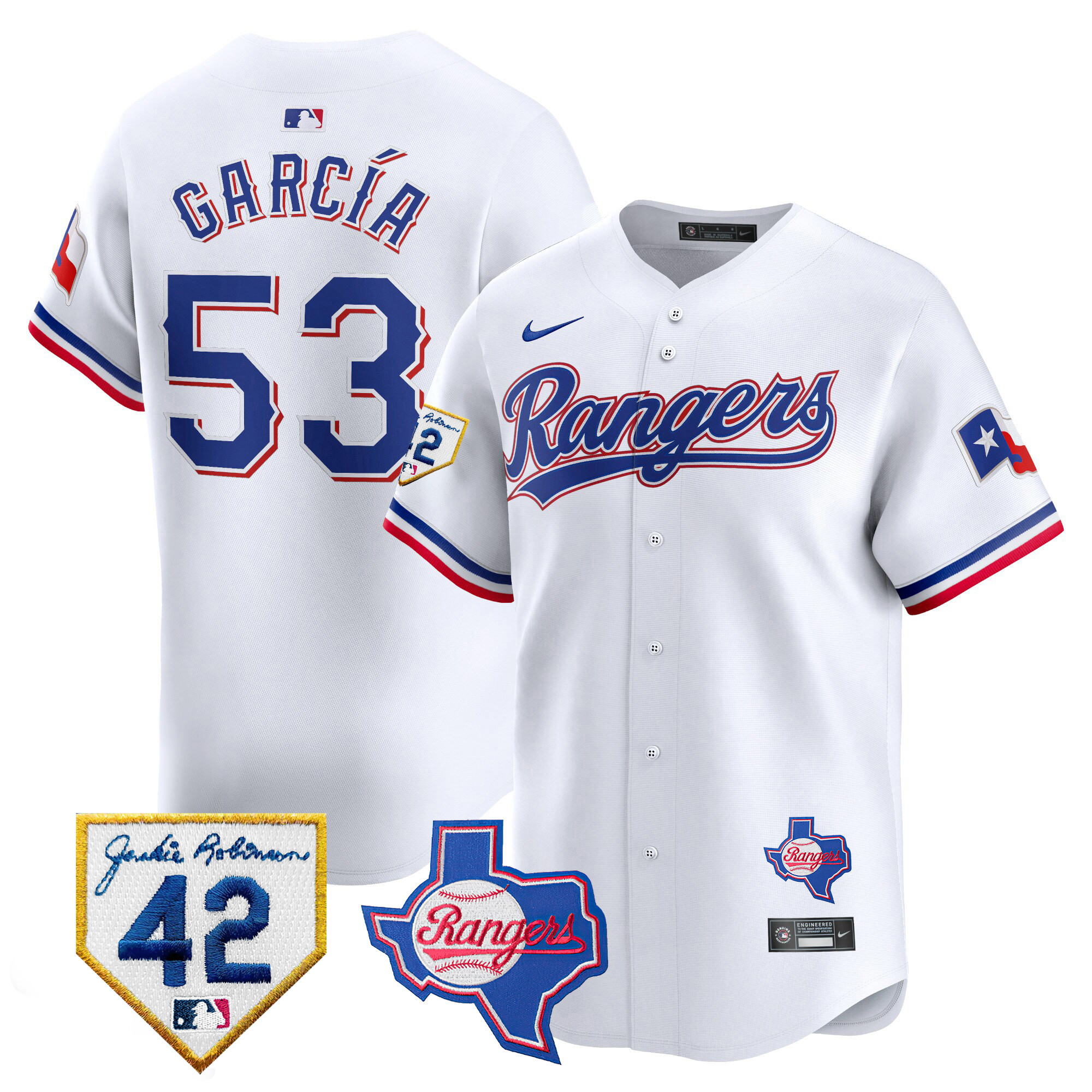 Adolis Garcia Men's Texas Rangers Jackie Robinson Patch Vapor Premier Limited White Jersey