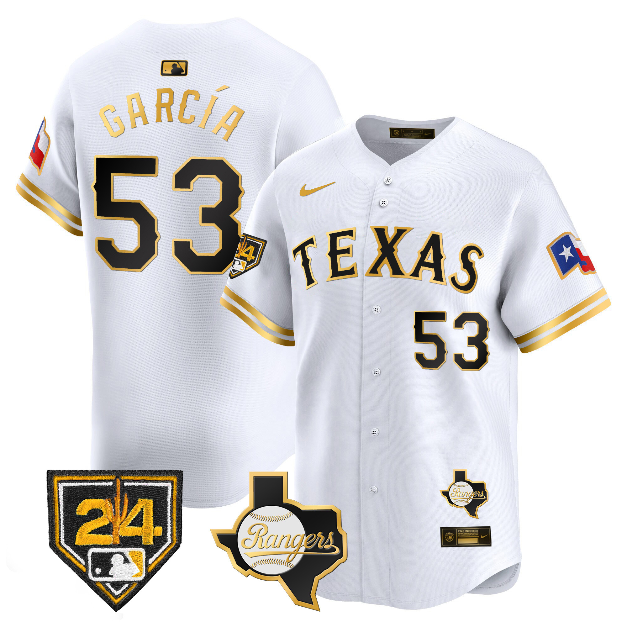 Adolis Garcia Men's Texas Rangers Spring Training Patch Vapor Premier Limited White Gold Jersey