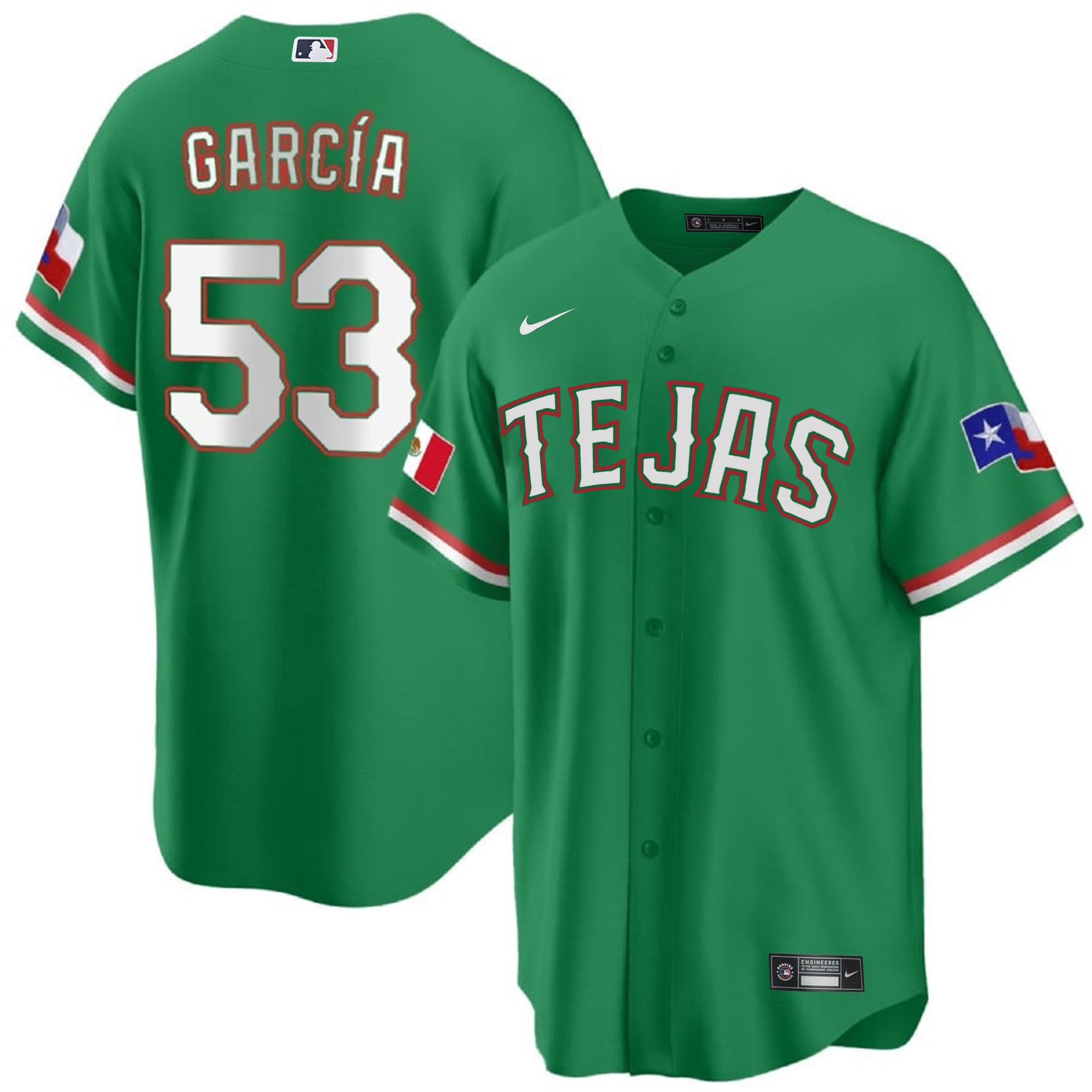 Adolis Garcia Men's Texas Rangers Mexican Cool Base Green Jersey