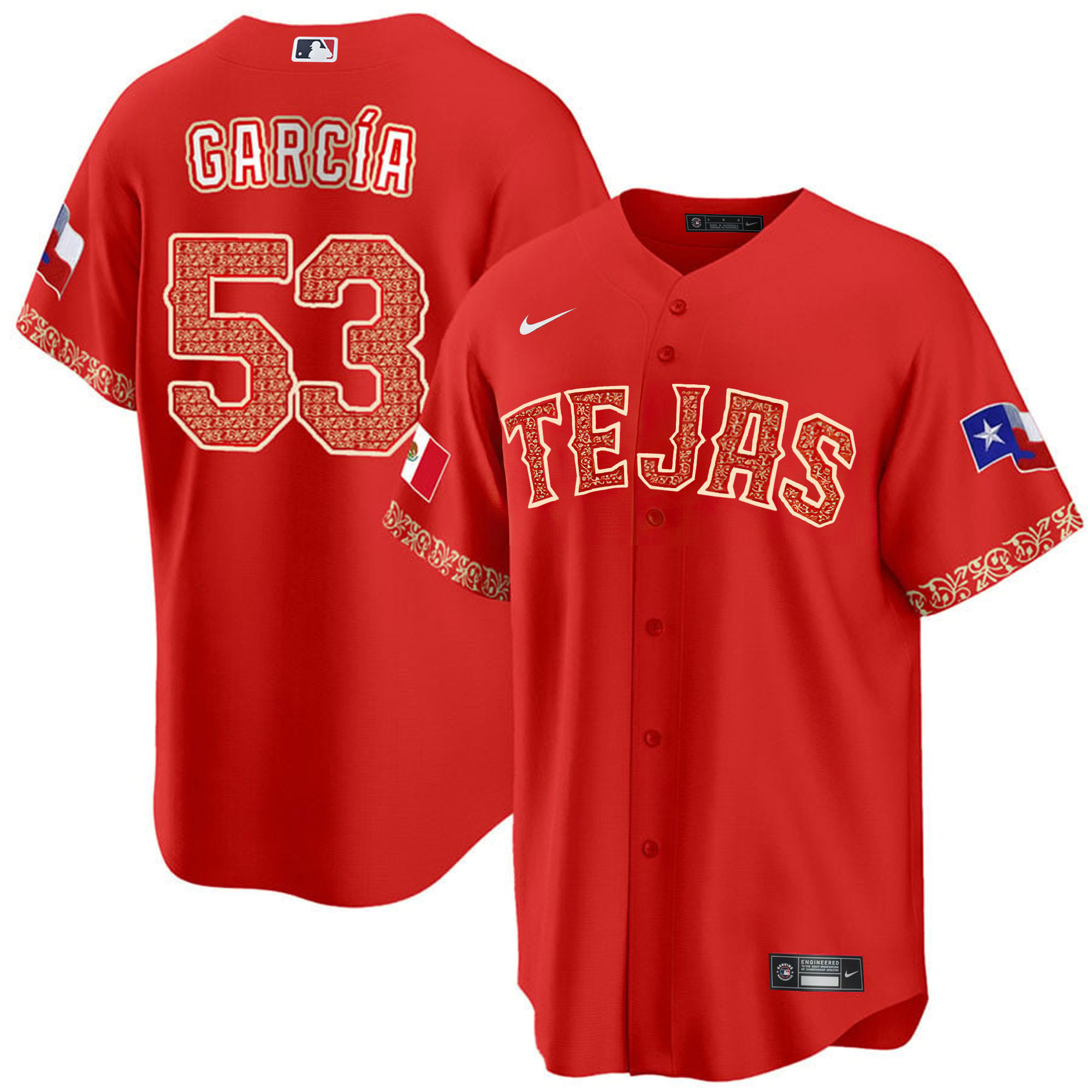 Adolis Garcia Men's Texas Rangers Mexican Cool Base Red Jersey