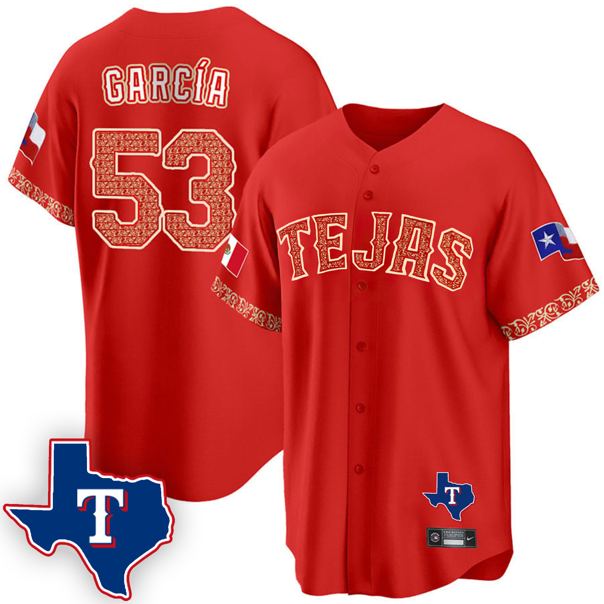Adolis Garcia Men's Texas Rangers Mexican Cool Base V2 Red Jersey