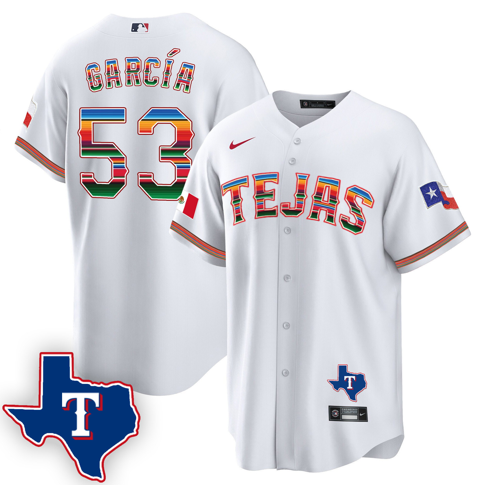 Adolis Garcia Men's Texas Rangers Mexican Cool Base V2 White Jersey