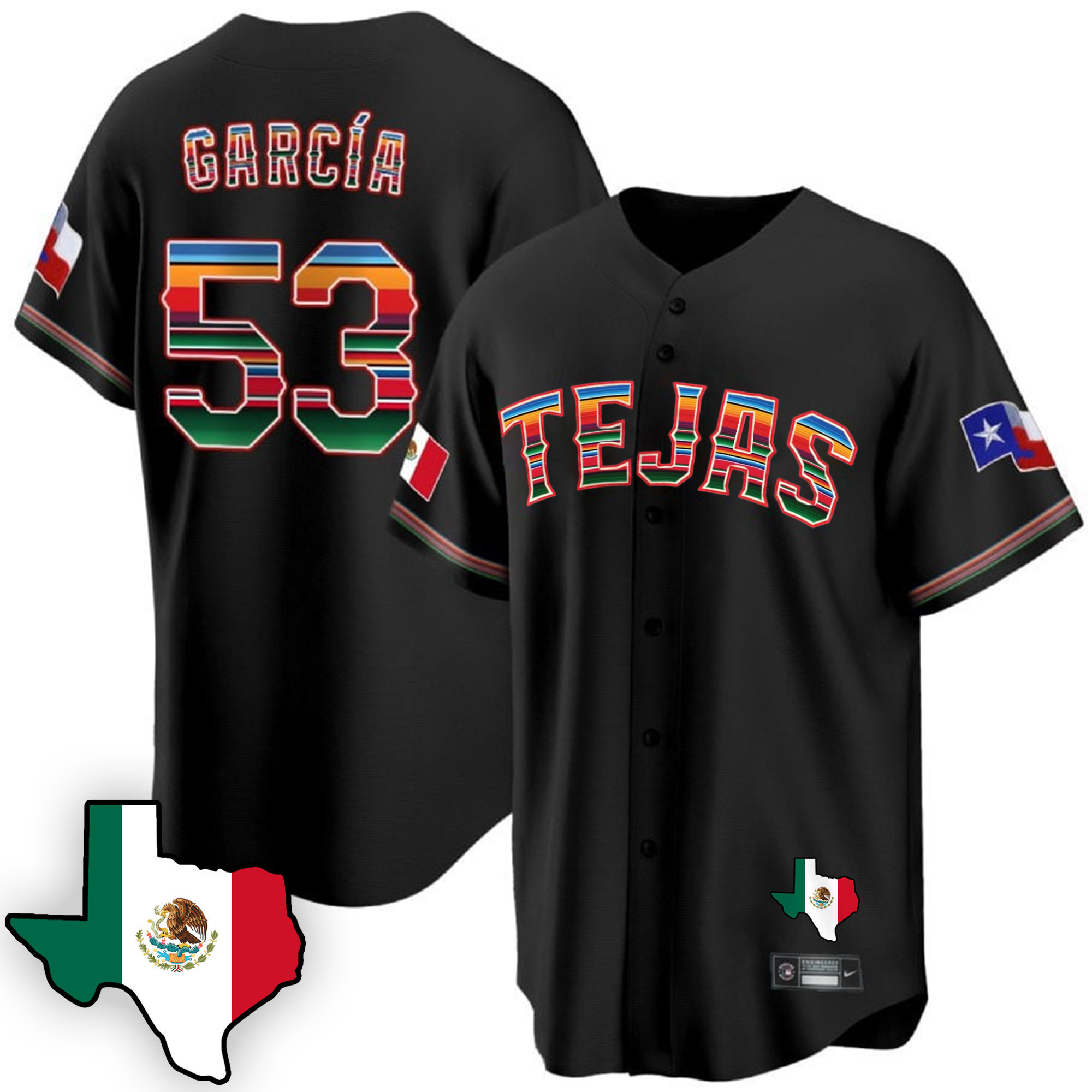 Adolis Garcia Men's Texas Rangers Mexican Cool Base V3 Black Jersey