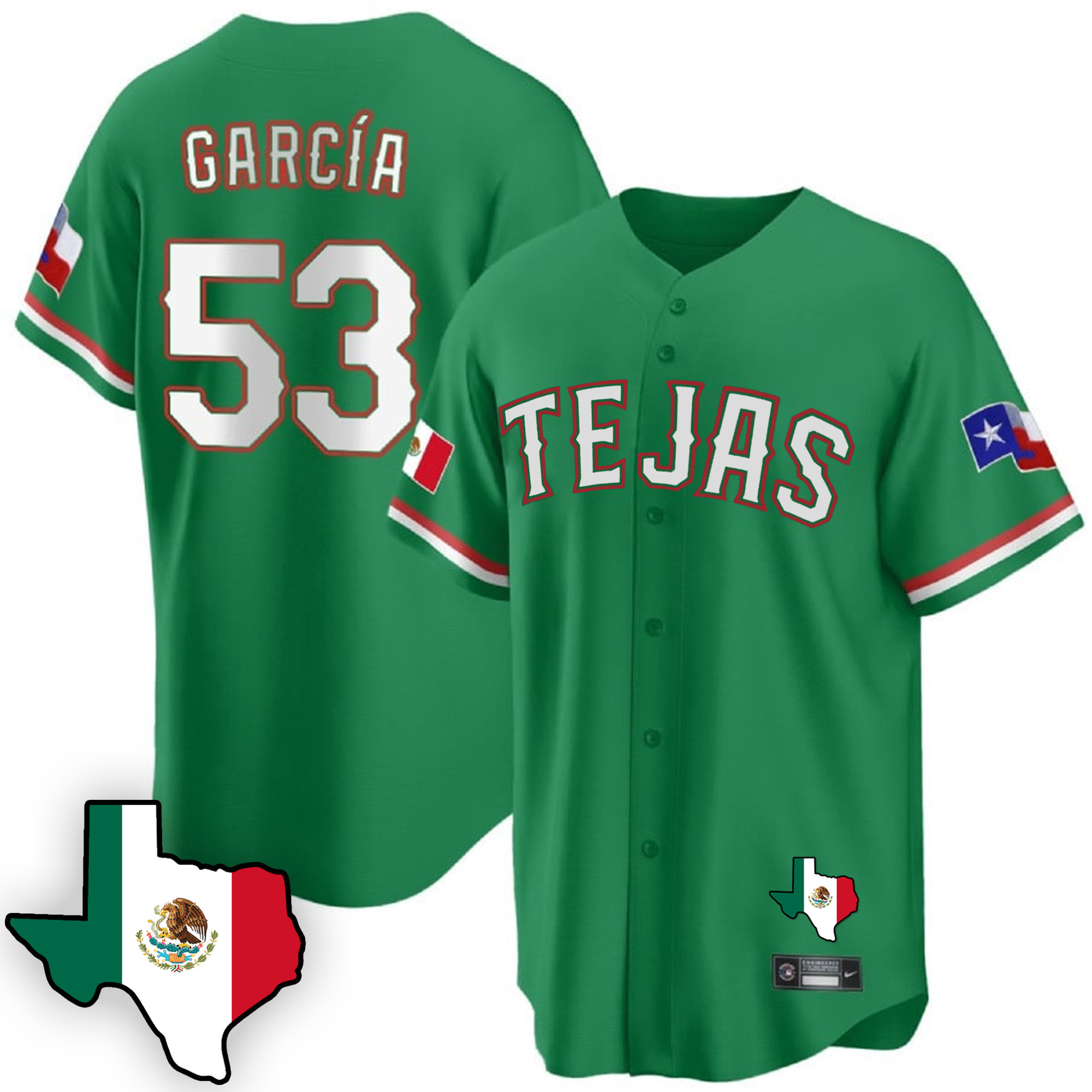 Adolis Garcia Men's Texas Rangers Mexican Cool Base V3 Green Jersey