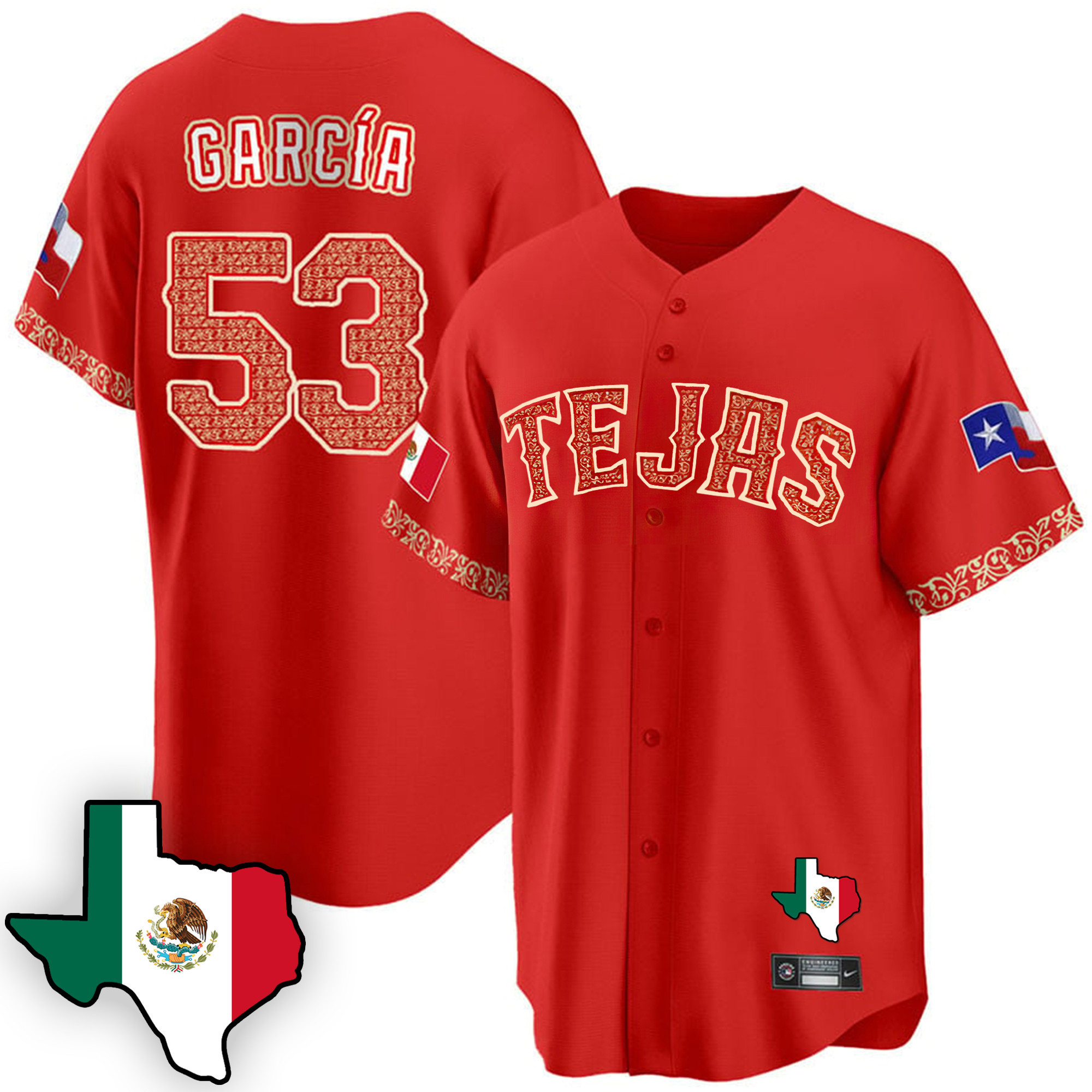 Adolis Garcia Men's Texas Rangers Mexican Cool Base V3 Red Jersey