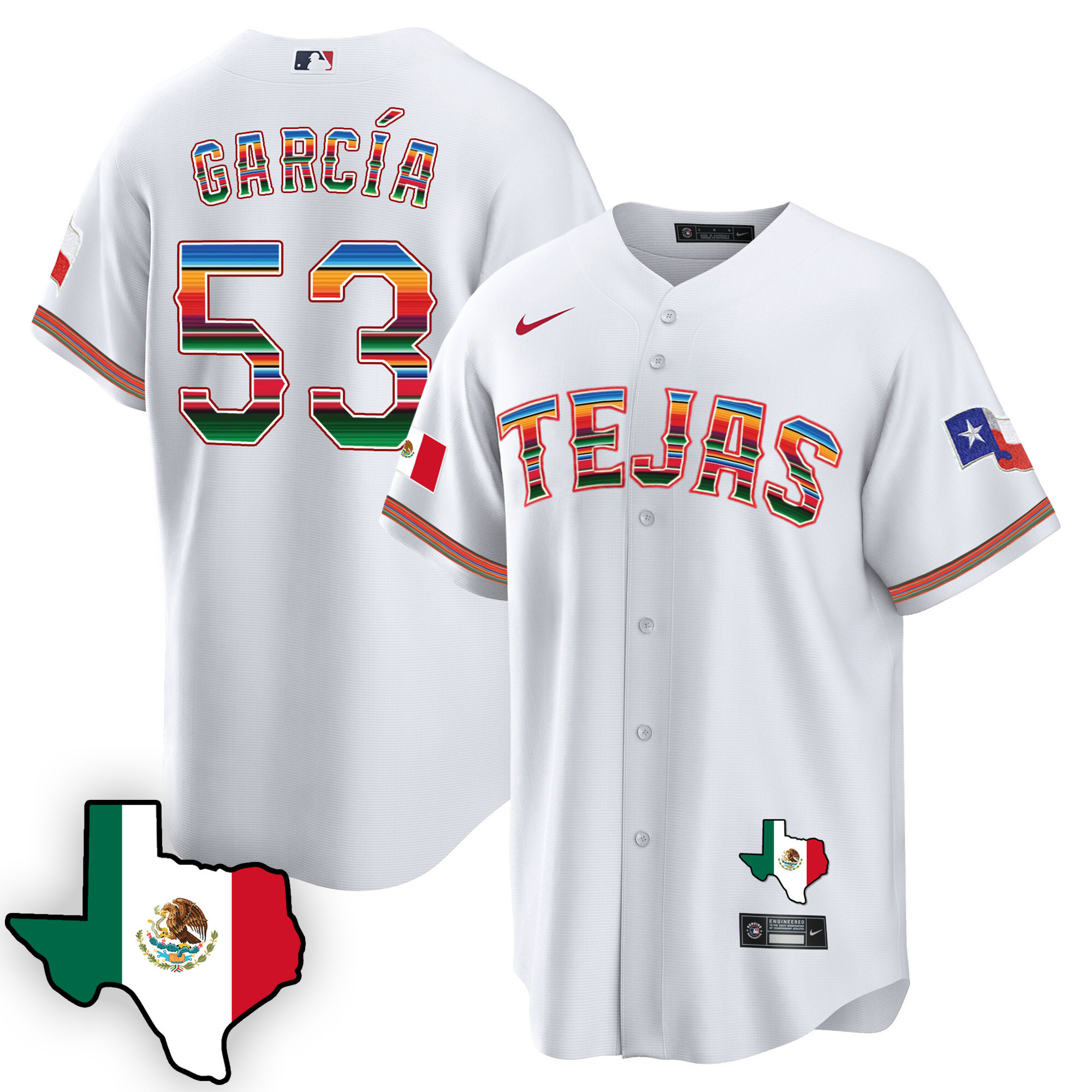 Adolis Garcia Men's Texas Rangers Mexican Cool Base V3 White Jersey