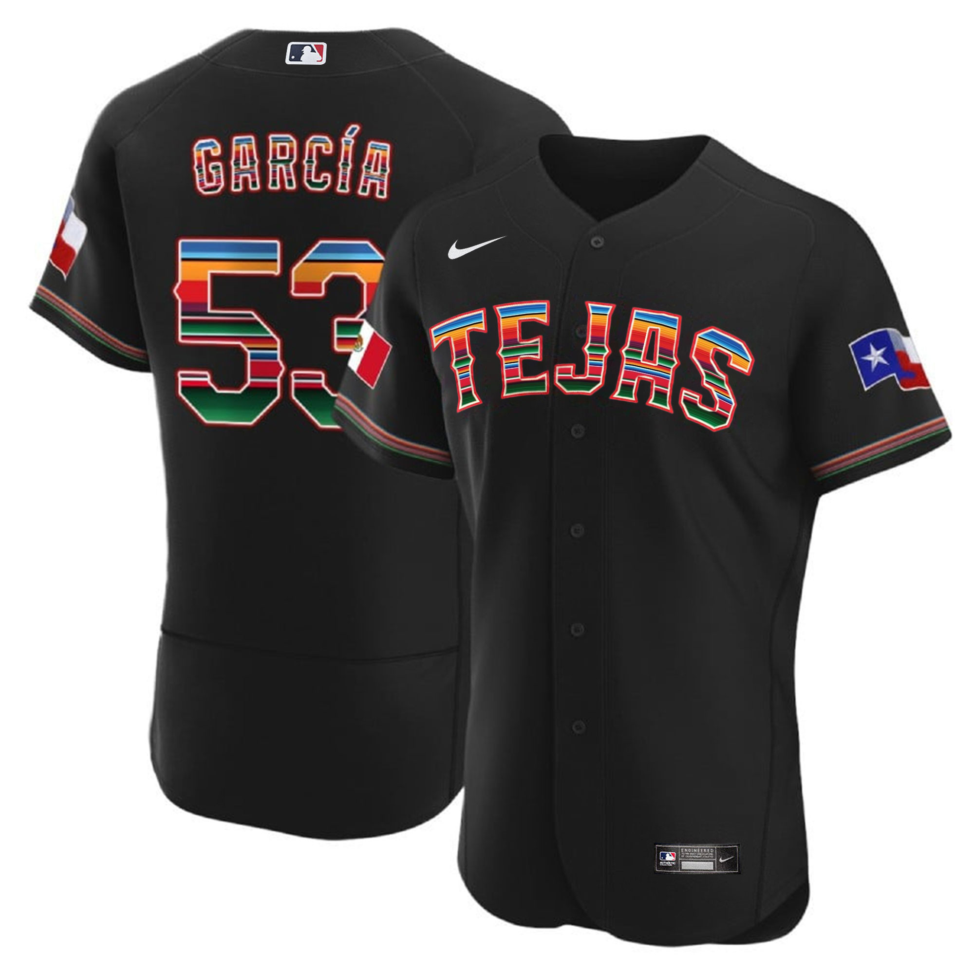 Adolis Garcia Men's Texas Rangers Mexican Flex Base Black Jersey