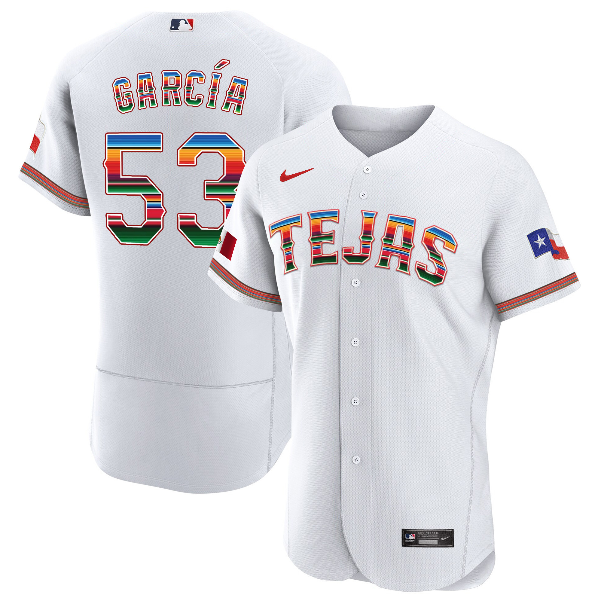 Adolis Garcia Men's Texas Rangers Mexican Flex Base White Jersey