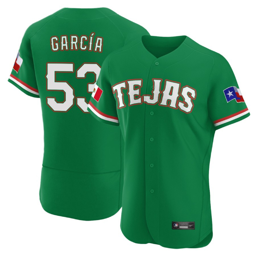 Adolis Garcia Men's Texas Rangers Mexican Green Collection Flex Base Jersey