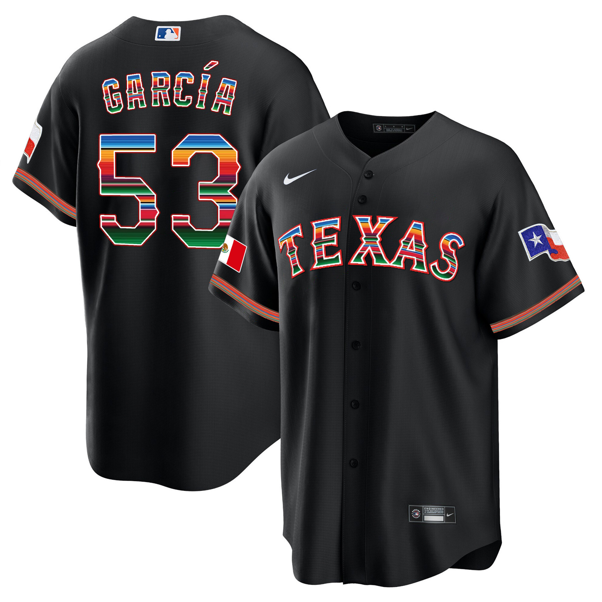 Adolis Garcia Men's Texas Rangers Mexican Heritage Night Cool Base - Away Black Jersey