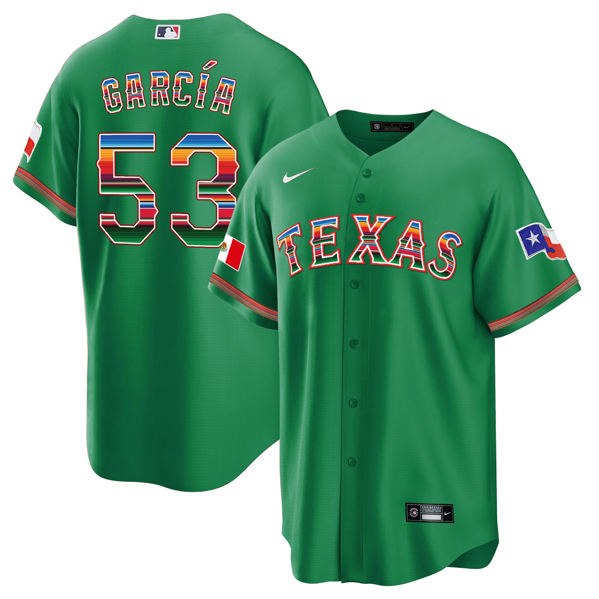 Adolis Garcia Men's Texas Rangers Mexican Heritage Night Cool Base - Away Green Jersey