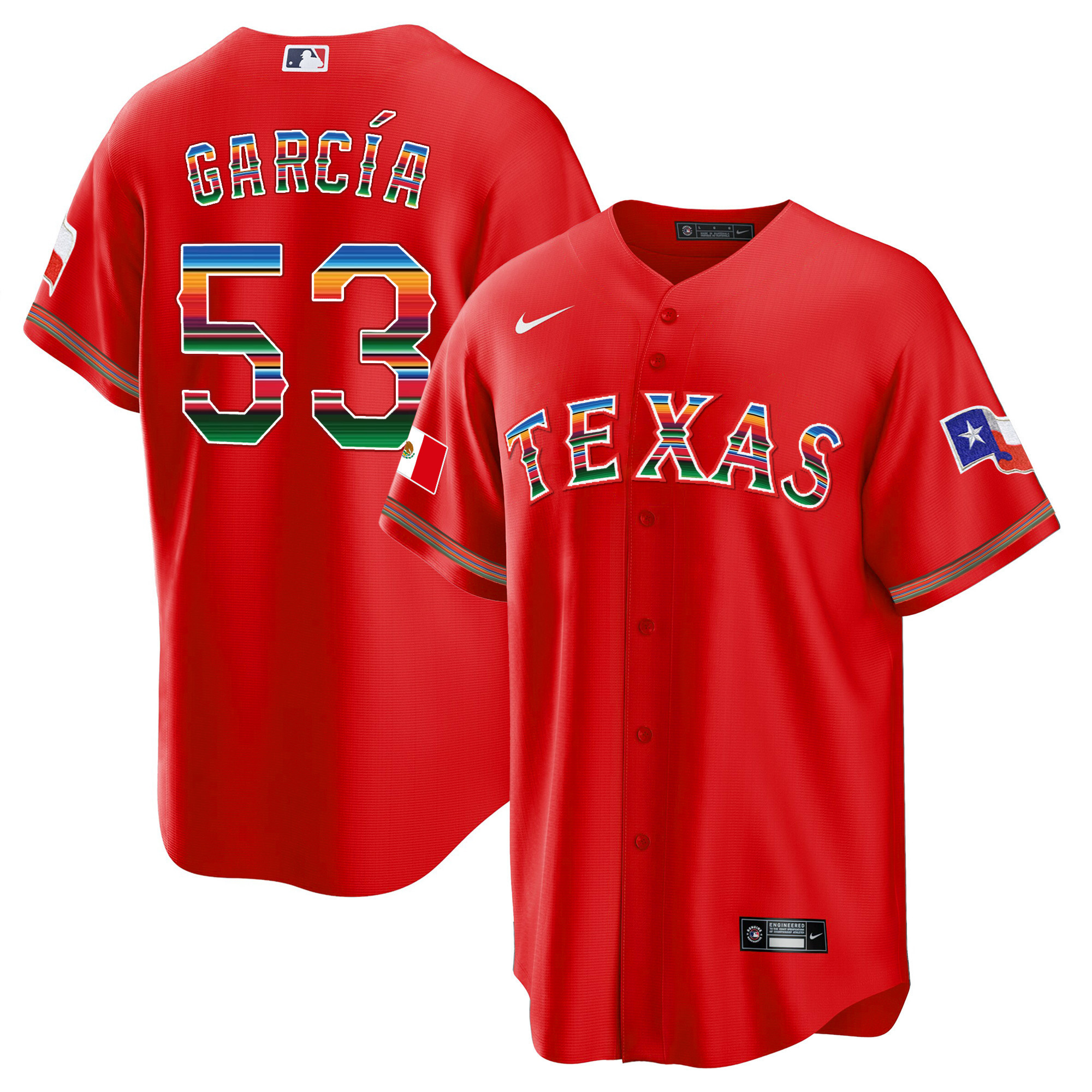 Adolis Garcia Men's Texas Rangers Mexican Heritage Night Cool Base - Away Red Jersey