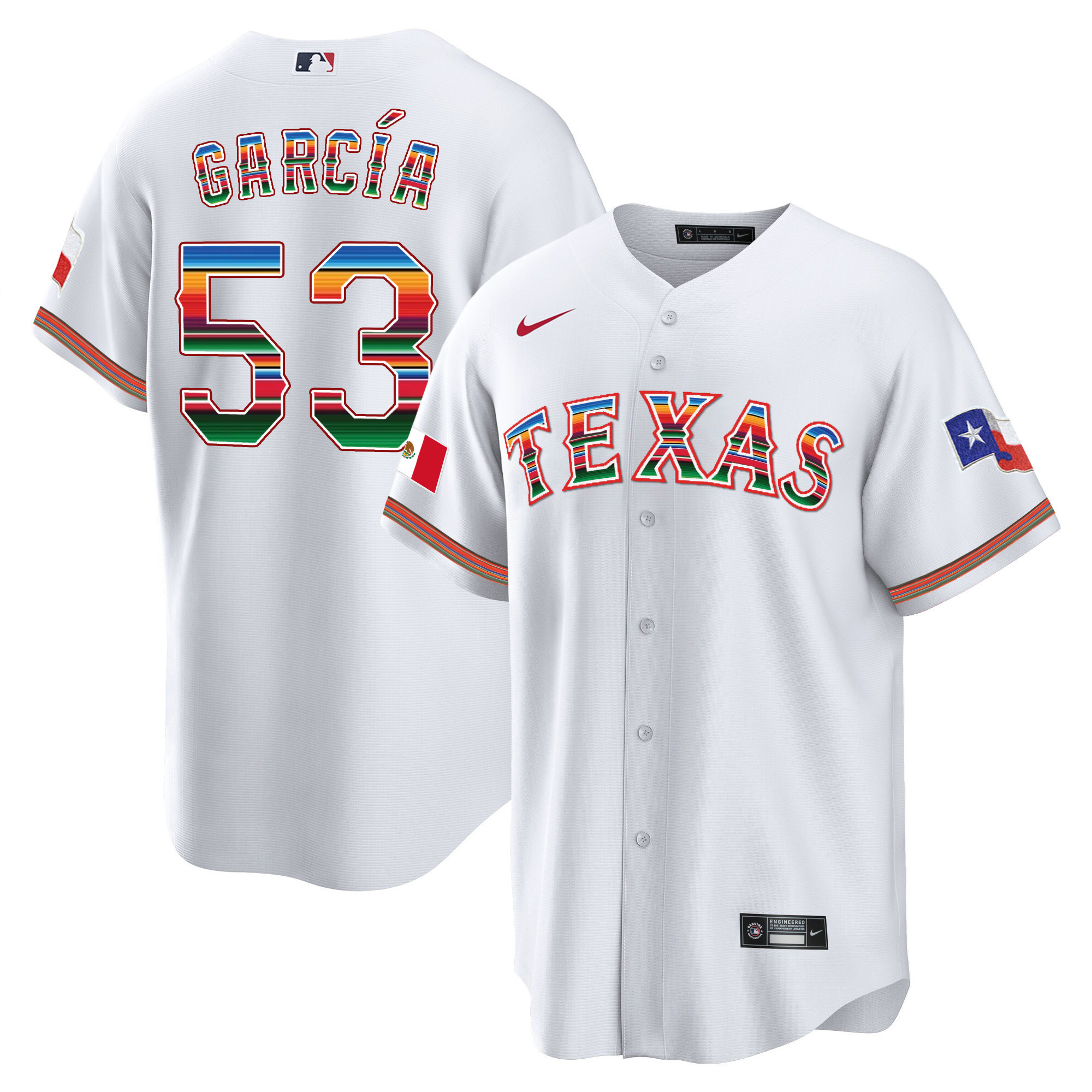Adolis Garcia Men's Texas Rangers Mexican Heritage Night Cool Base - Away White Jersey