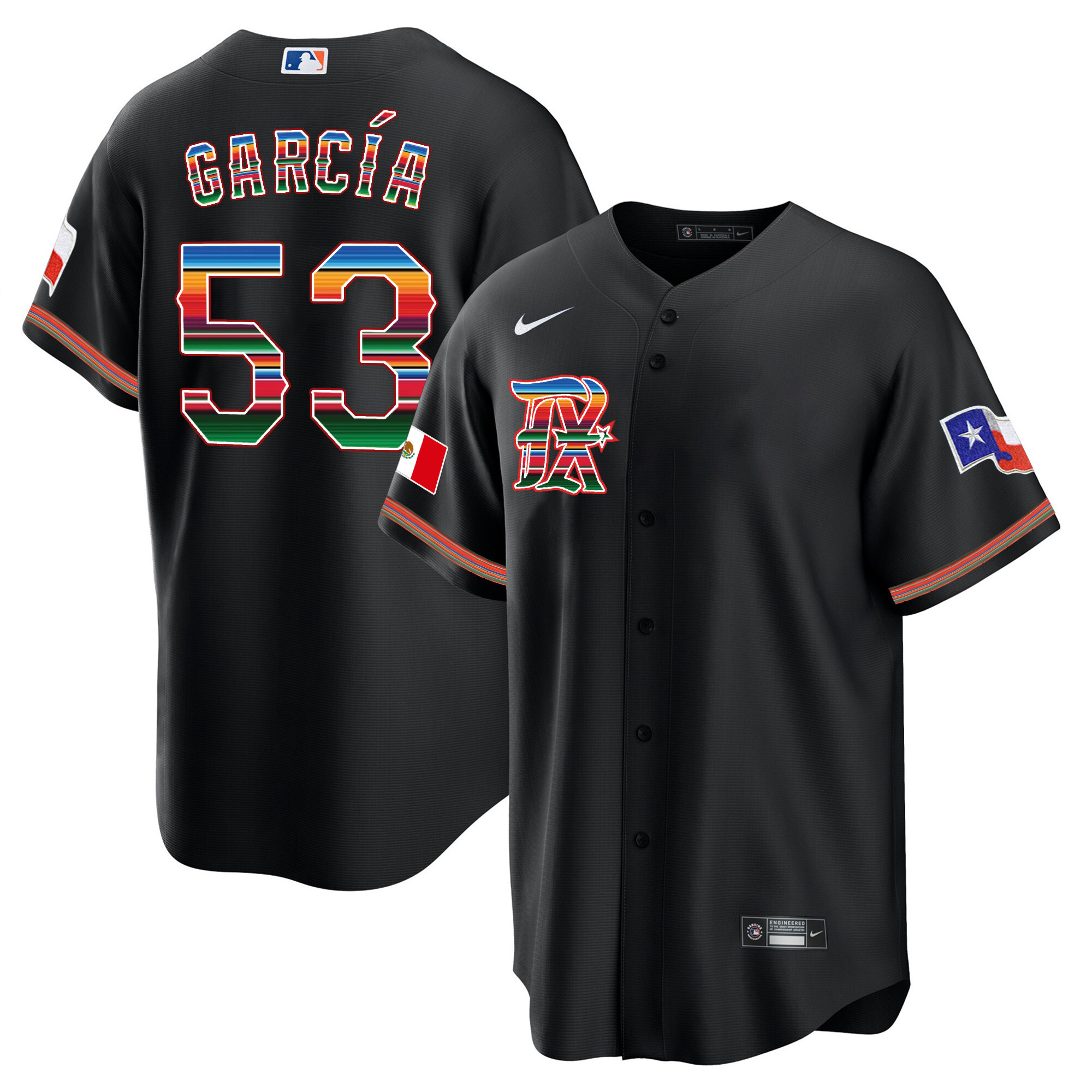 Adolis Garcia Men's Texas Rangers Mexican Heritage Night Cool Base - City Connect Black Jersey