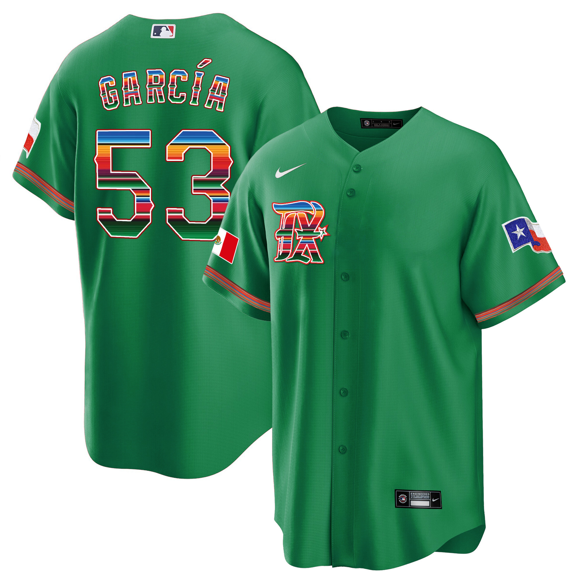 Adolis Garcia Men's Texas Rangers Mexican Heritage Night Cool Base - City Connect Green Jersey