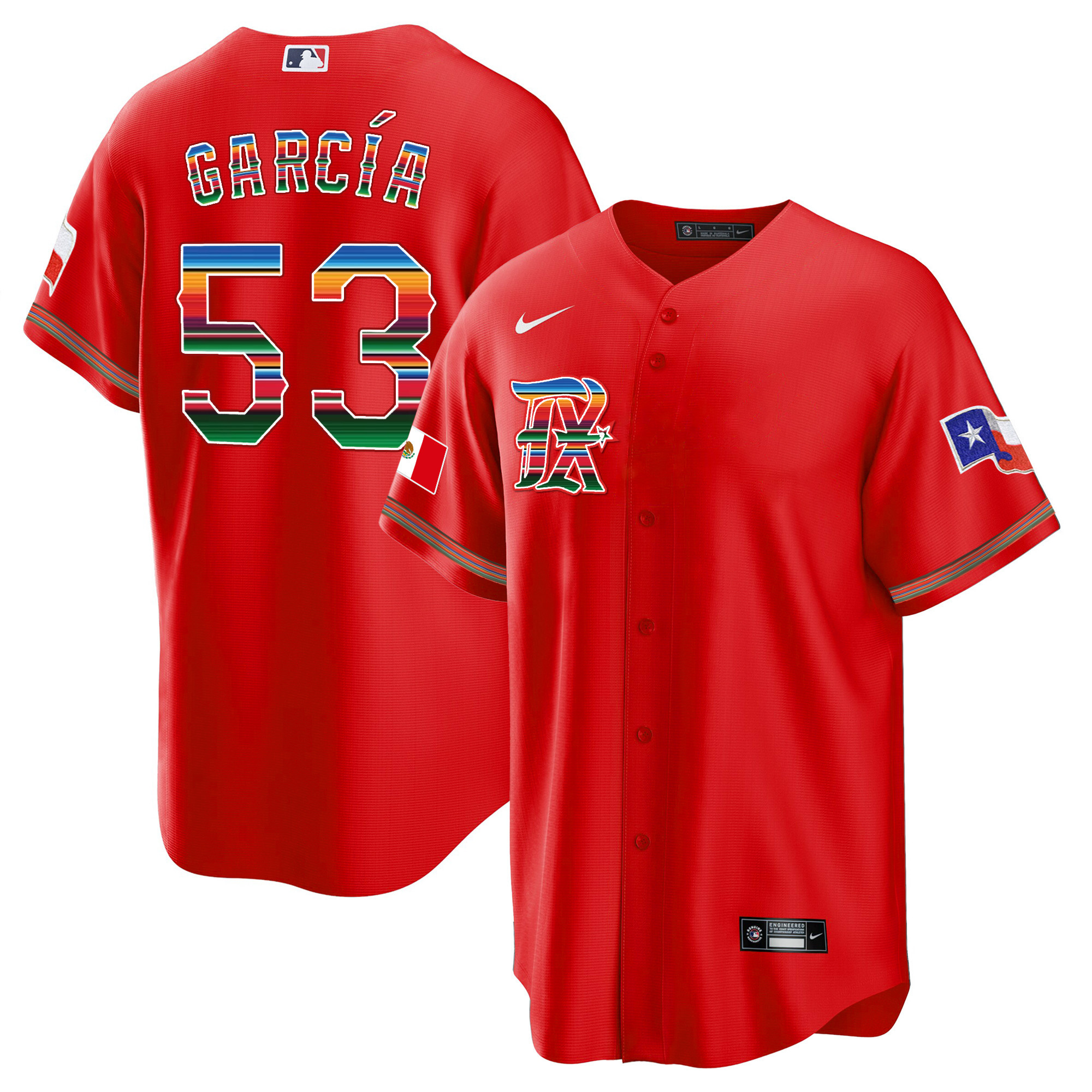 Adolis Garcia Men's Texas Rangers Mexican Heritage Night Cool Base - City Connect Red Jersey