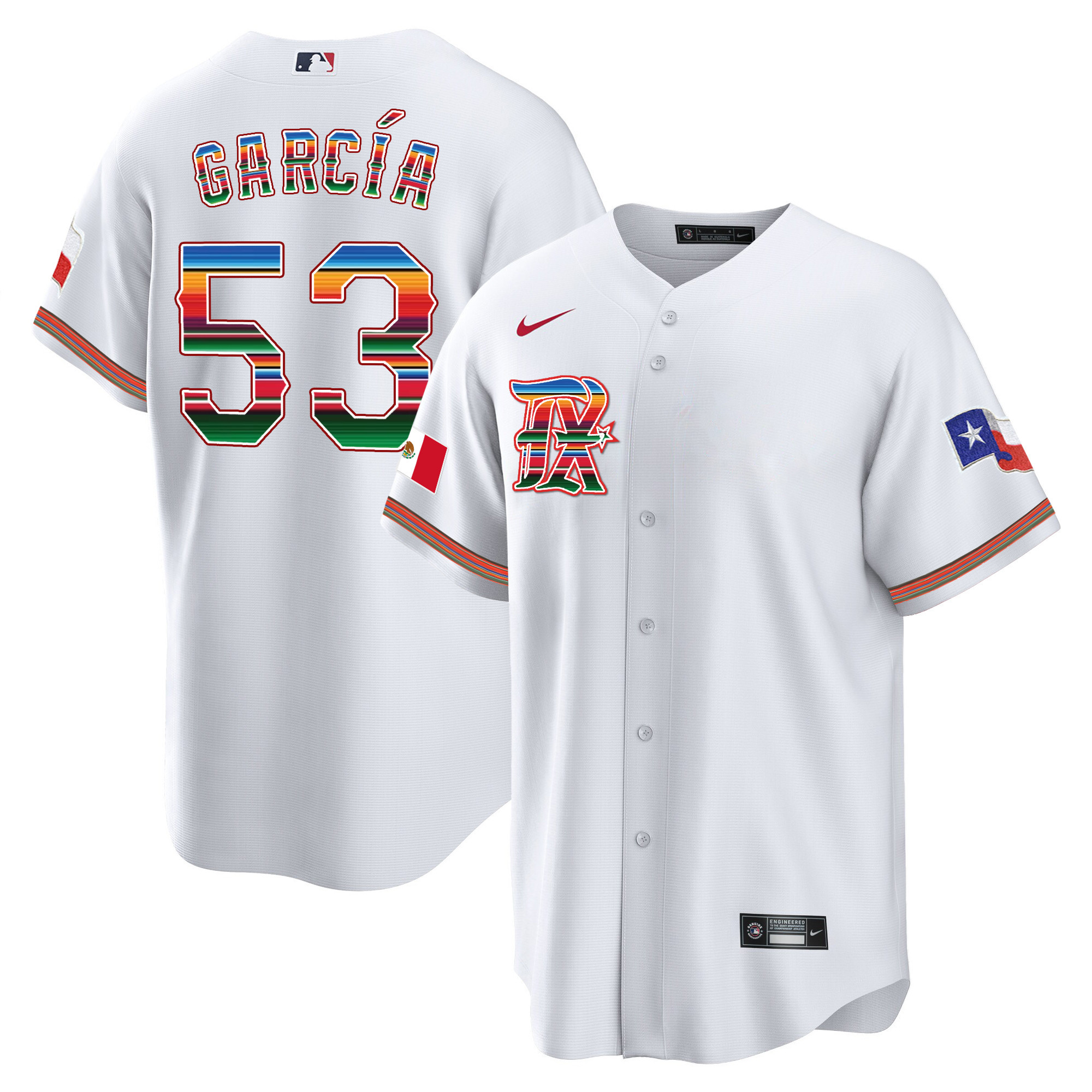 Adolis Garcia Men's Texas Rangers Mexican Heritage Night Cool Base - City Connect White Jersey