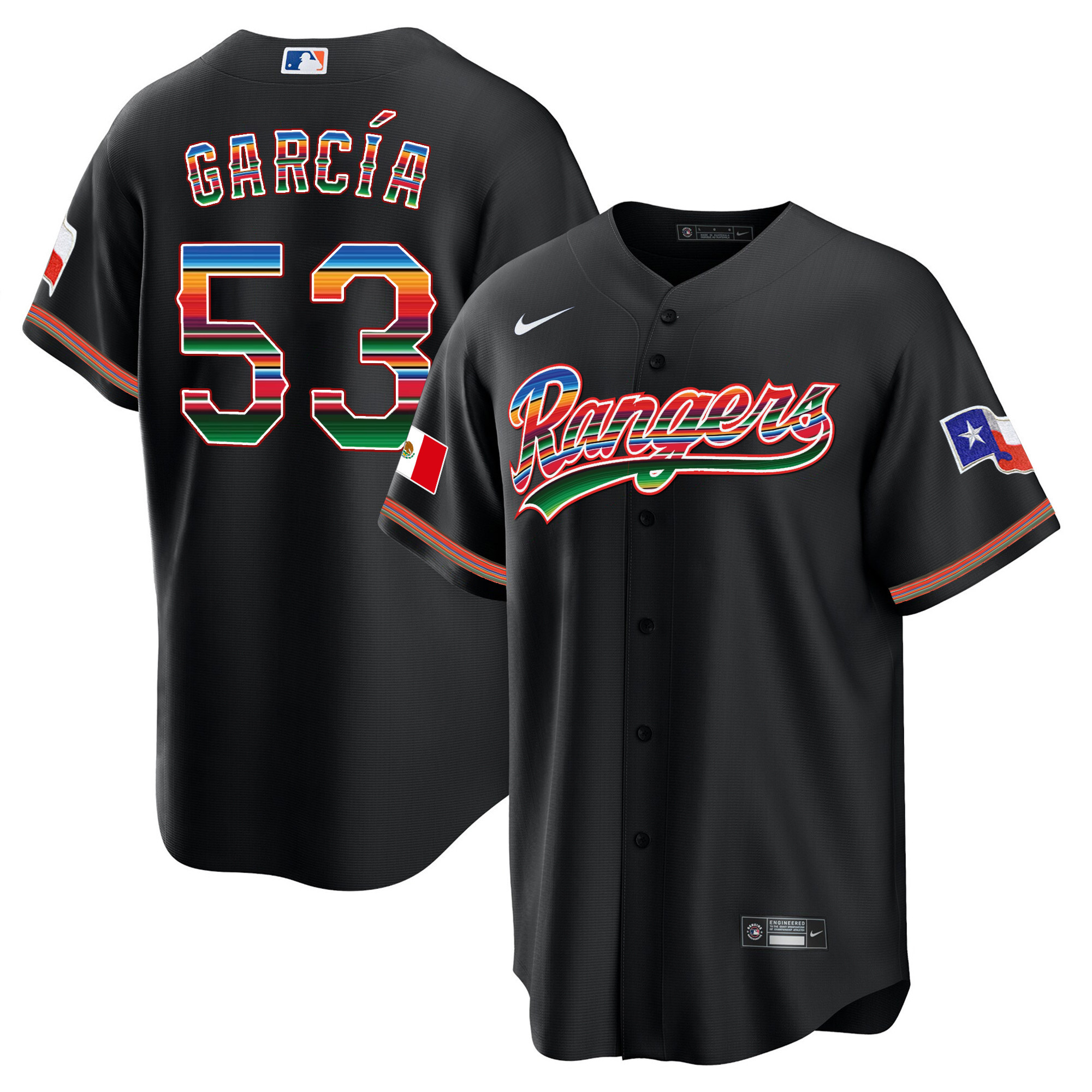 Adolis Garcia Men's Texas Rangers Mexican Heritage Night Cool Base - Home Black Jersey
