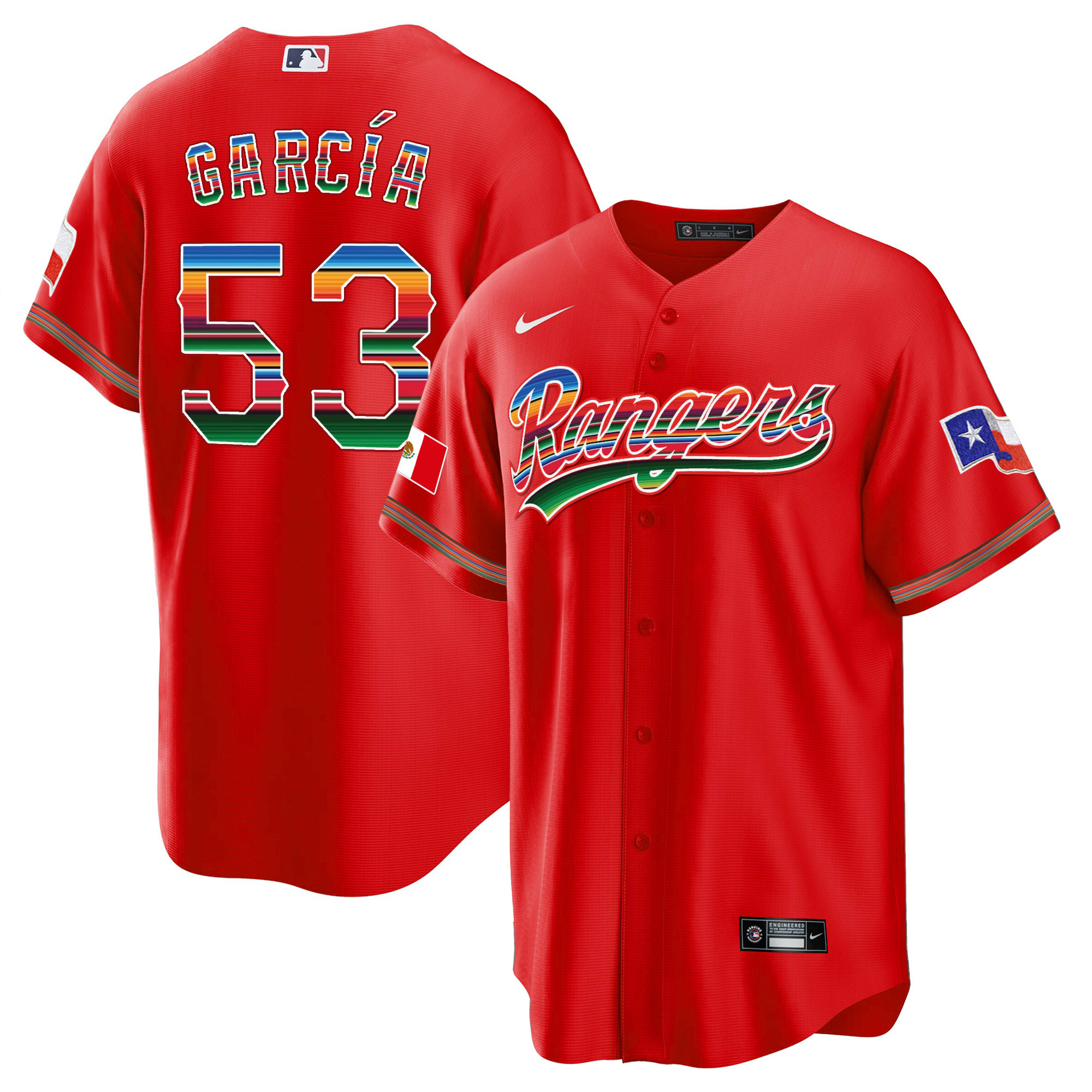 Adolis Garcia Men's Texas Rangers Mexican Heritage Night Cool Base - Home Red Jersey