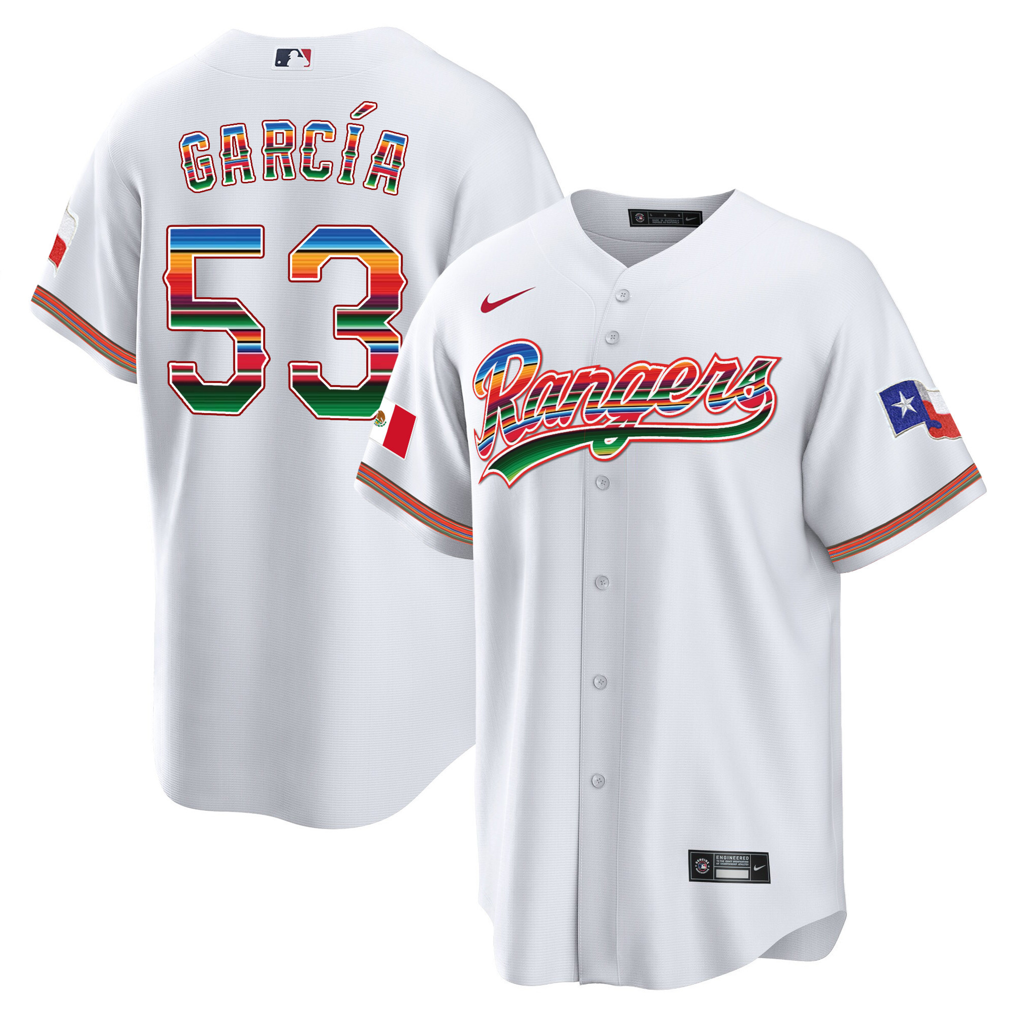 Adolis Garcia Men's Texas Rangers Mexican Heritage Night Cool Base - Home White Jersey