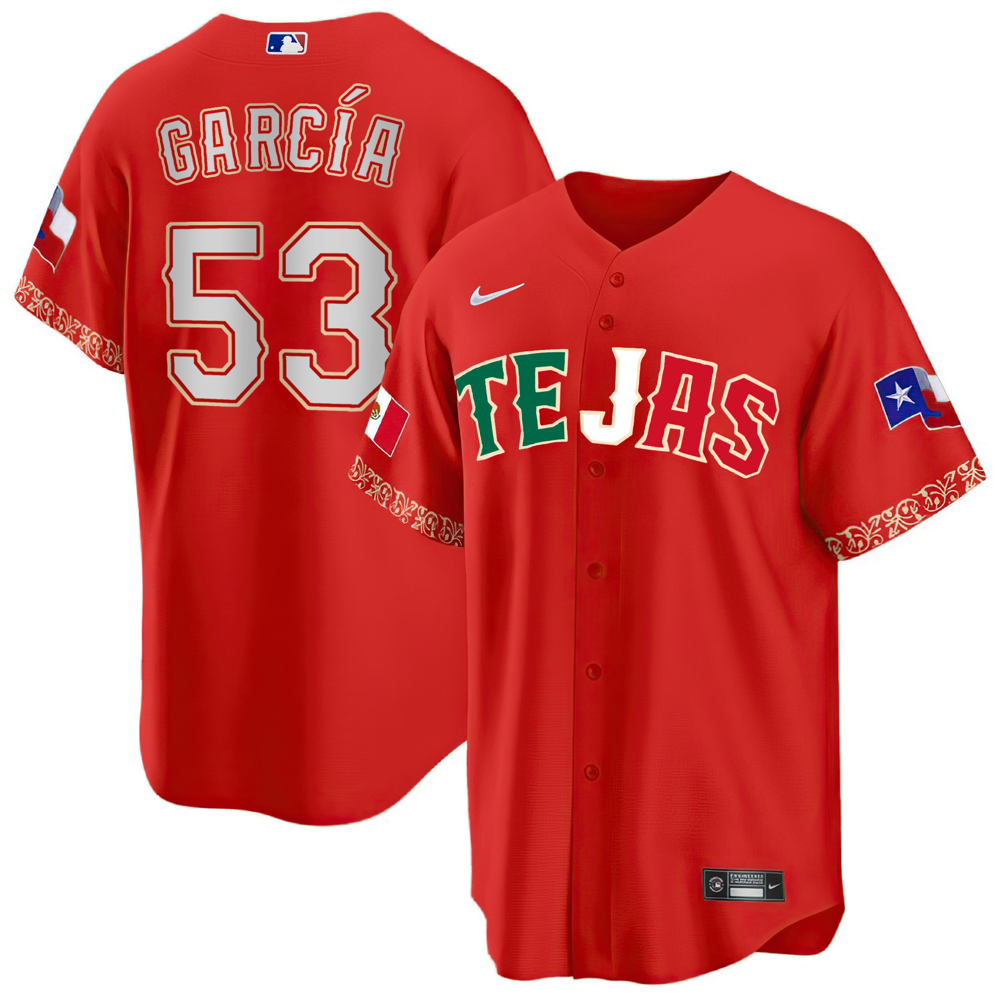Adolis Garcia Men's Texas Rangers Mexican Heritage Night Cool Base Jersey