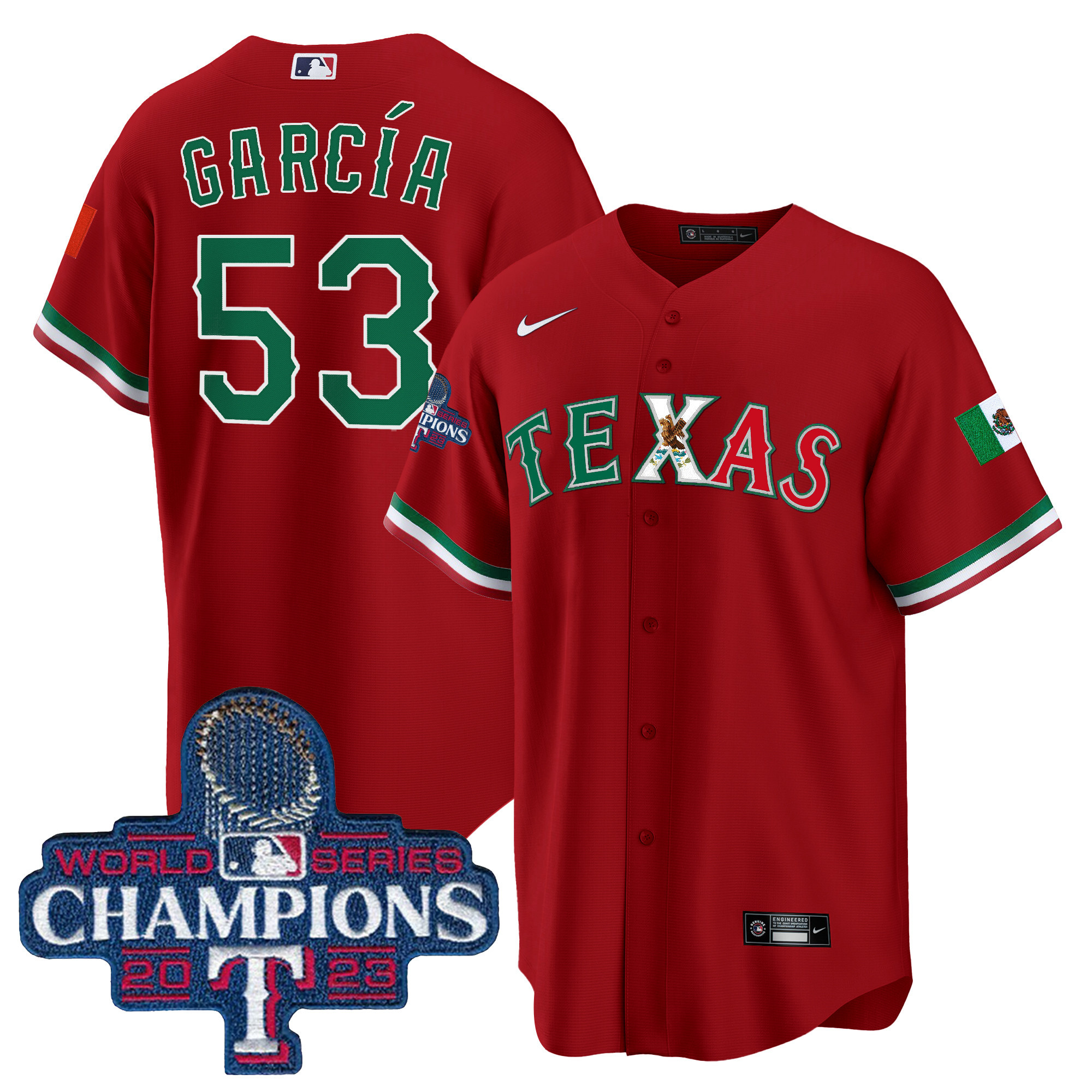 Adolis Garcia Men's Texas Rangers Mexico World Series Champions Baseball Red Jersey