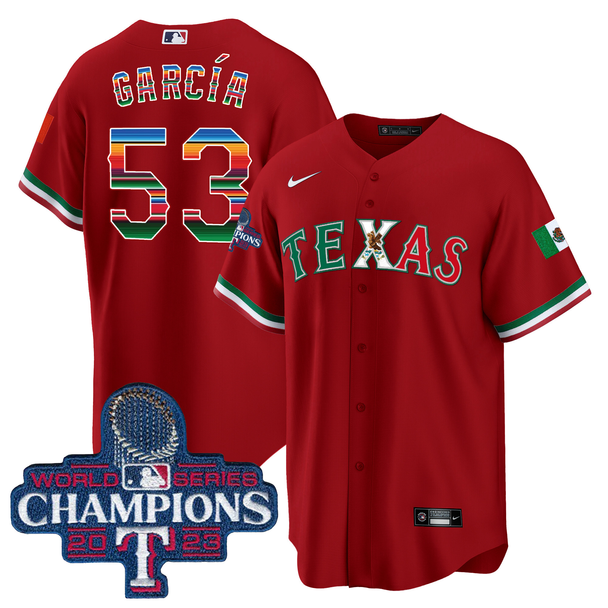 Adolis Garcia Men's Texas Rangers Mexico World Series Champions Baseball V2 Red Jersey