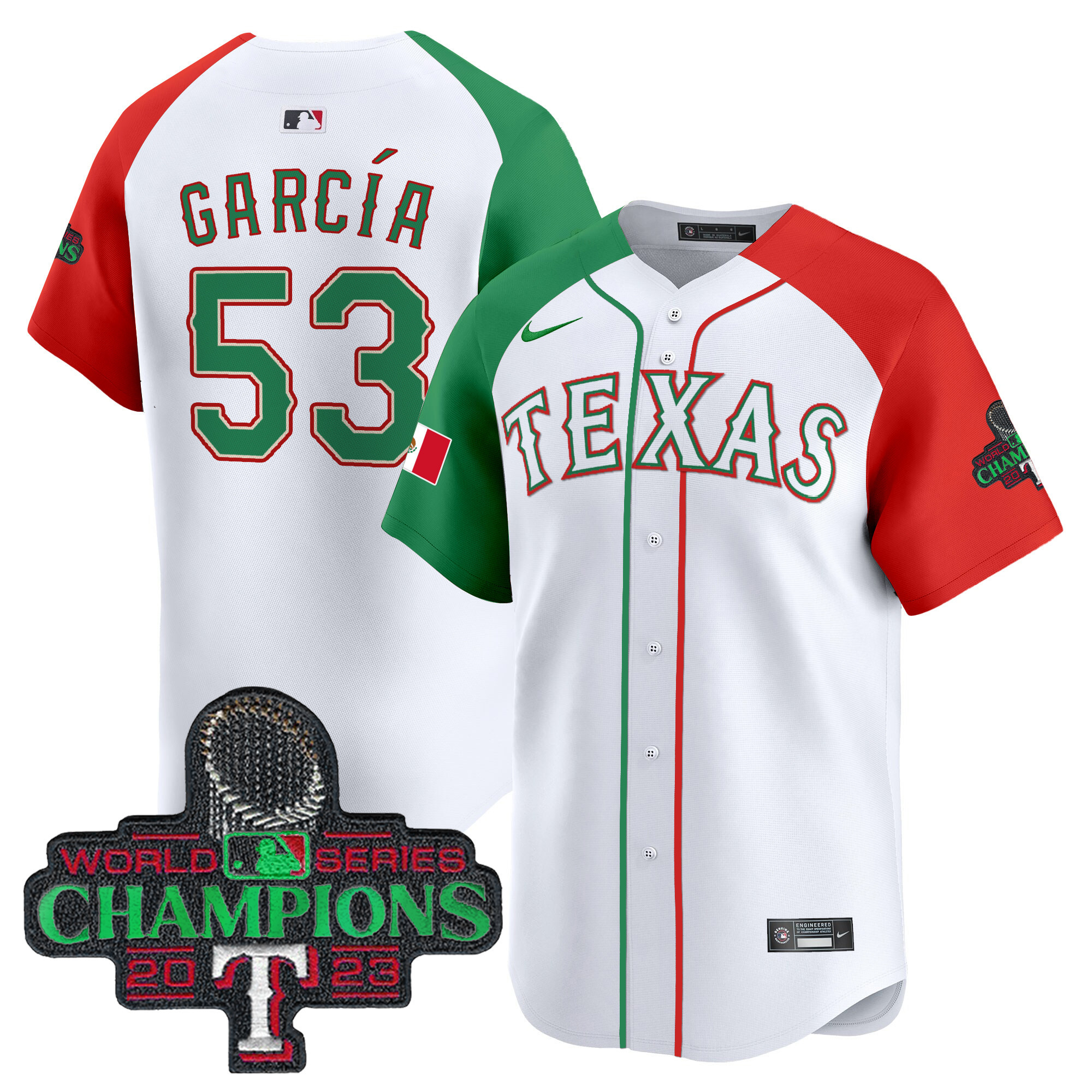 Adolis Garcia Men's Texas Rangers Mexico Champions Patch Vapor Premier Limited Alternate Jersey