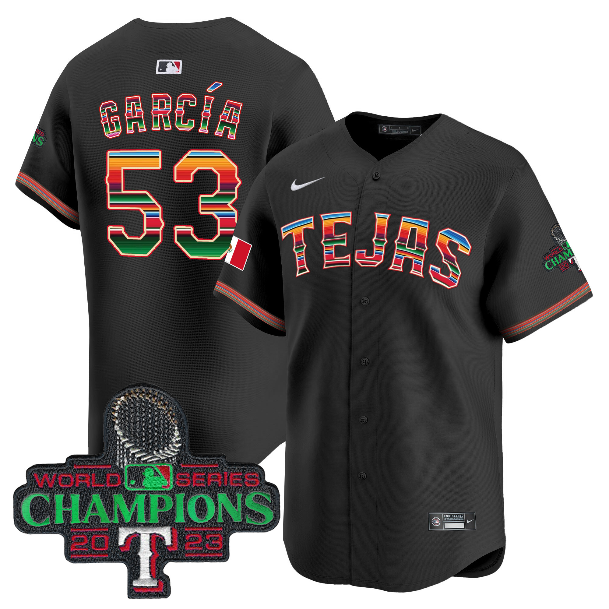 Adolis Garcia Men's Texas Rangers Mexico Champions Patch Vapor Premier Limited Black Jersey